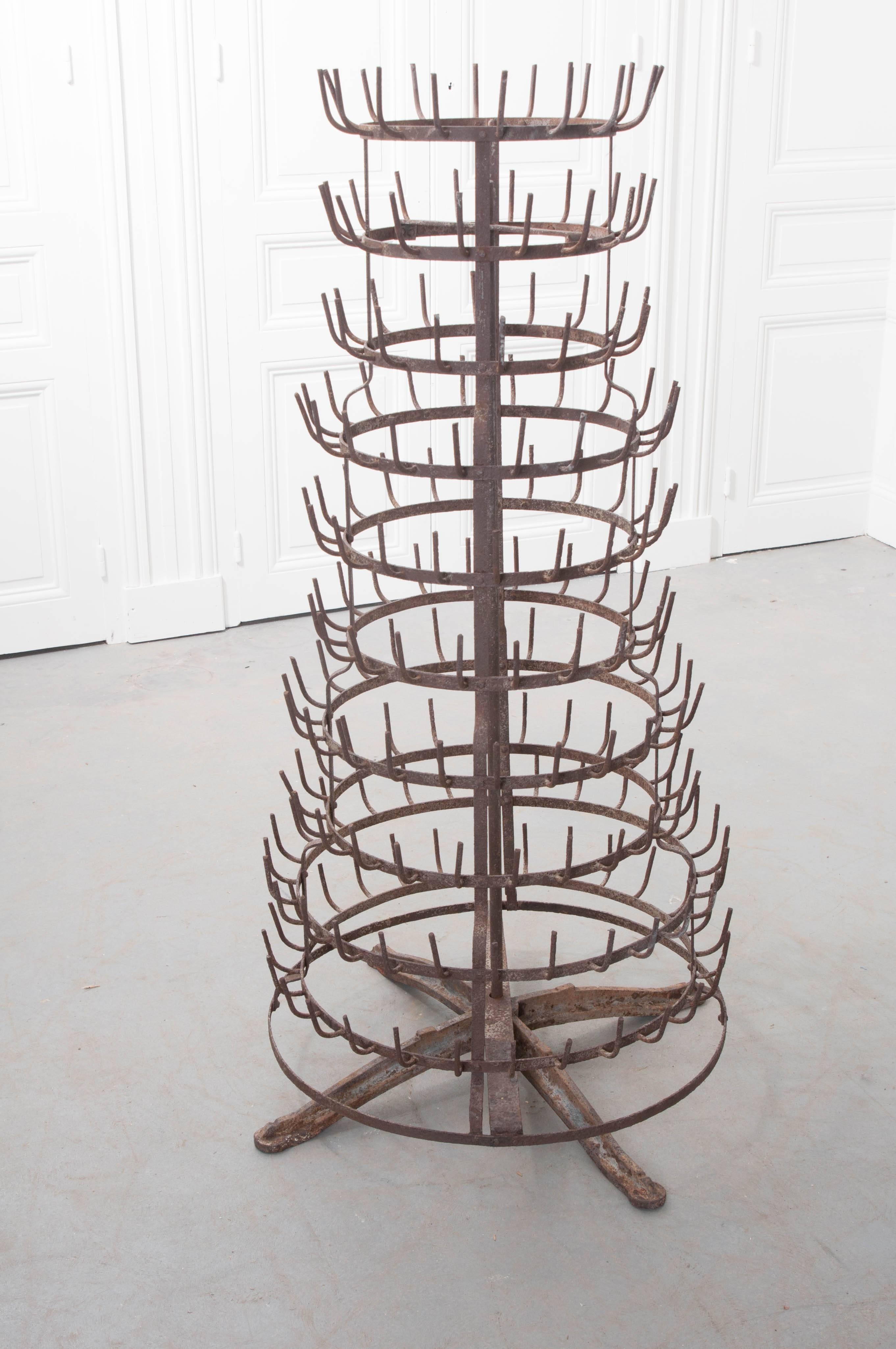 Iron French Late 19th Century Tall Spinning Bottle Drying Rack