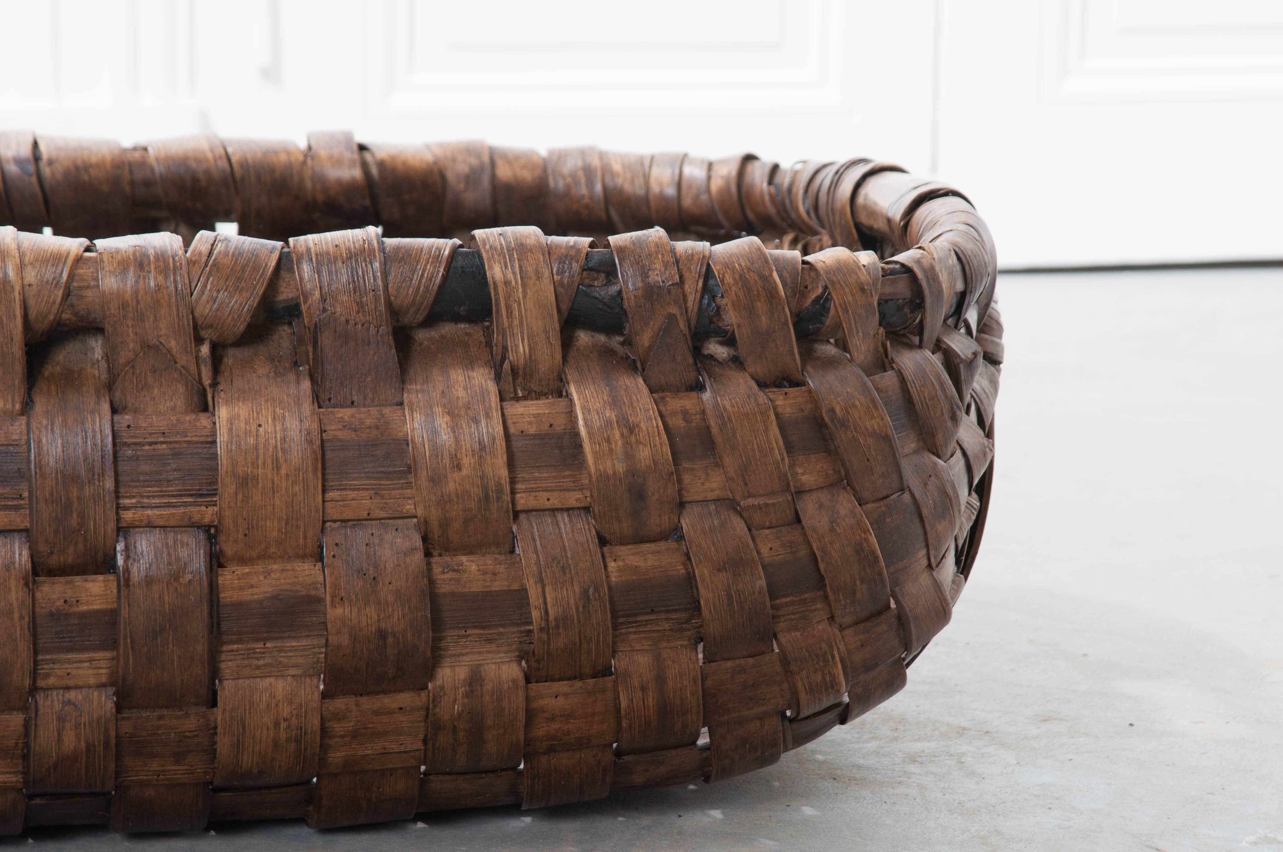 Hand-Woven 19th Century Apple Picking Basket from Normandy, France