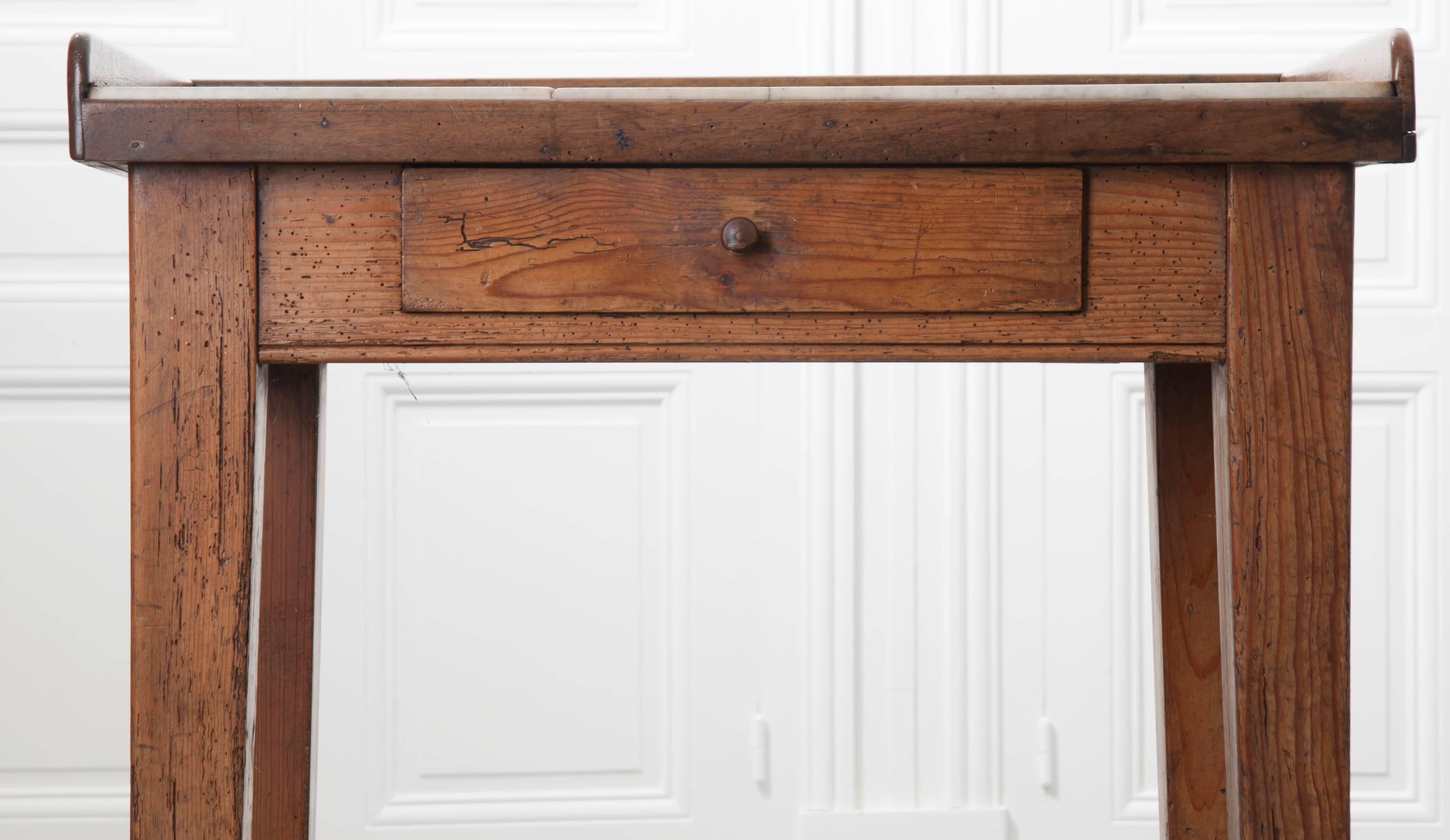 Country 19th Century English Pine and Marble Butcher's Table