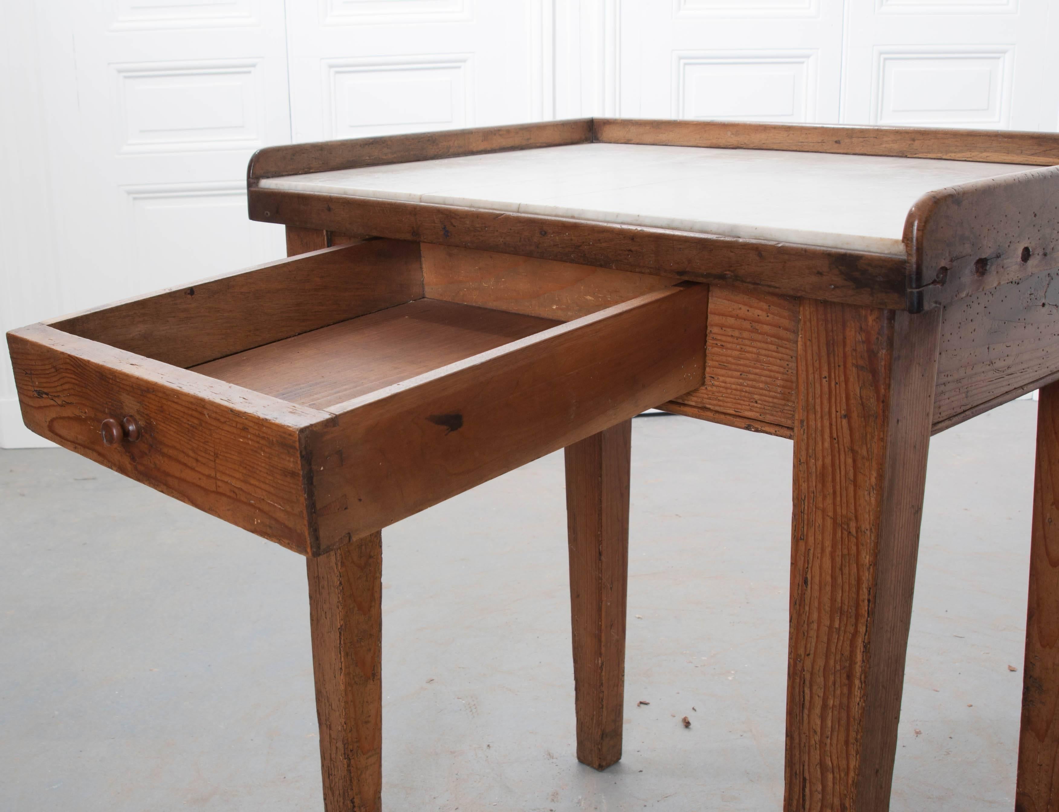 19th Century English Pine and Marble Butcher's Table 2