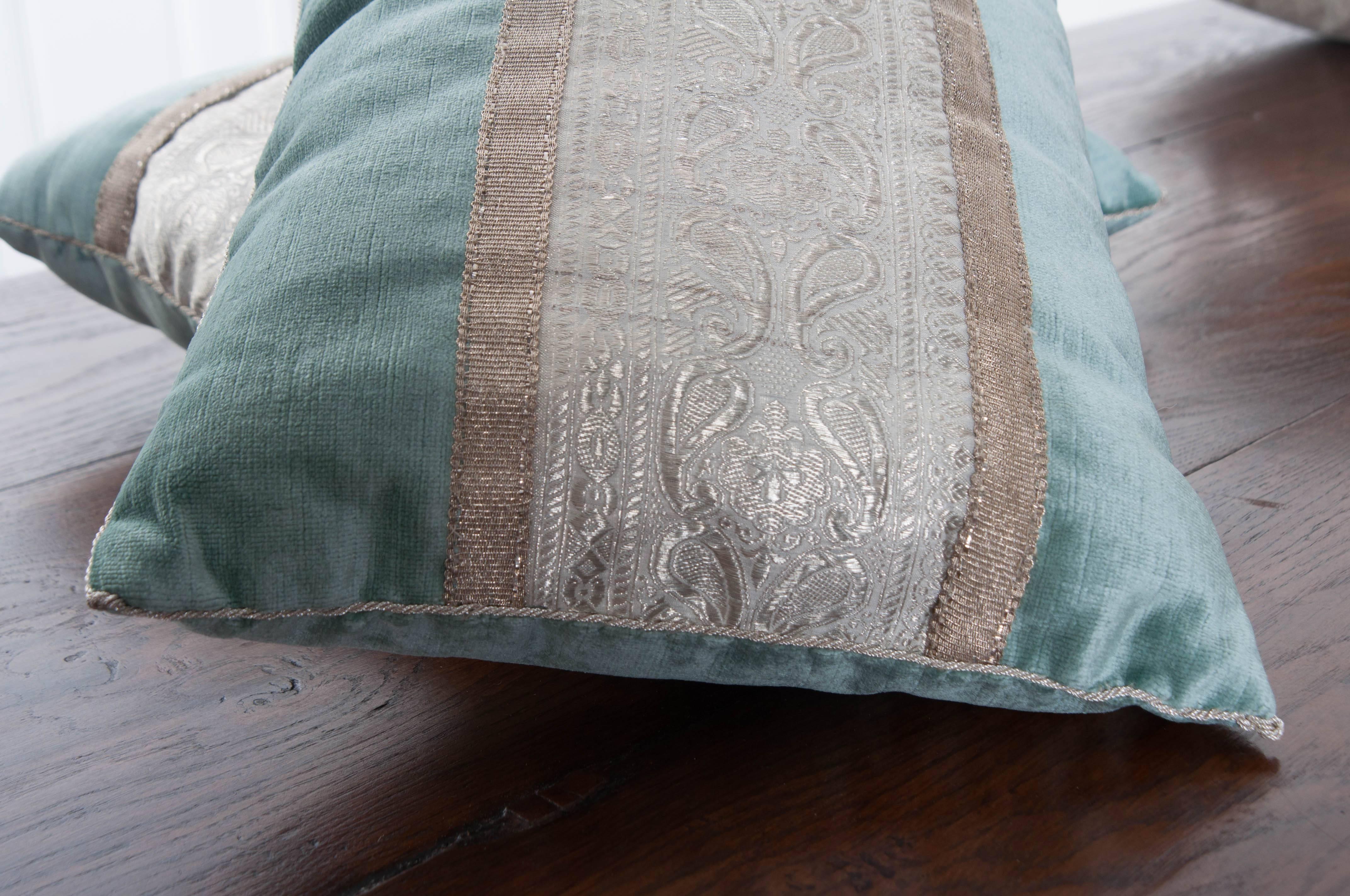 20th Century Pair of Antique Textile Pillows by B.Viz Designs