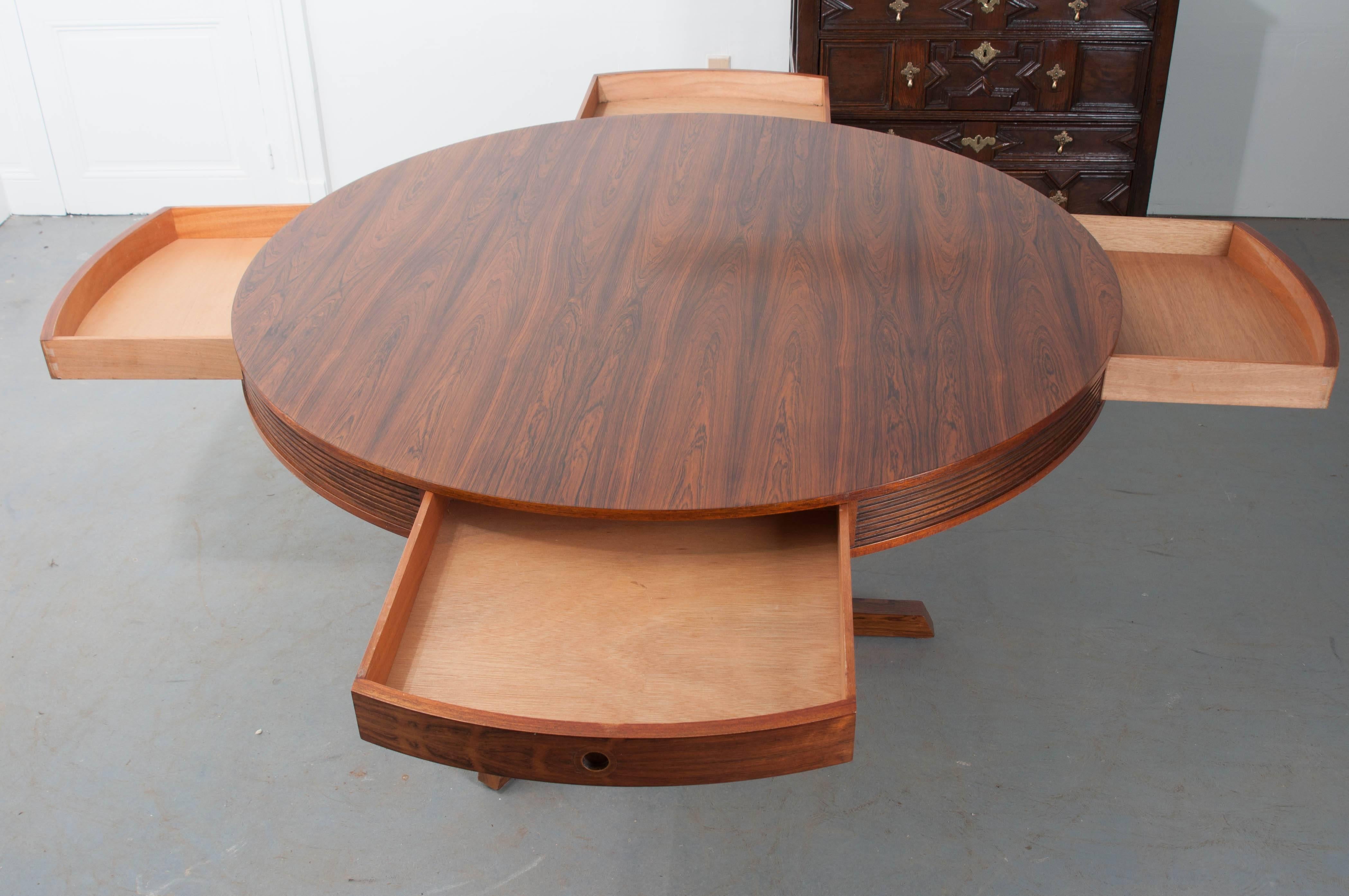 English Mid-Century Rosewood Modernist Drum Table by Robert Heritage 2