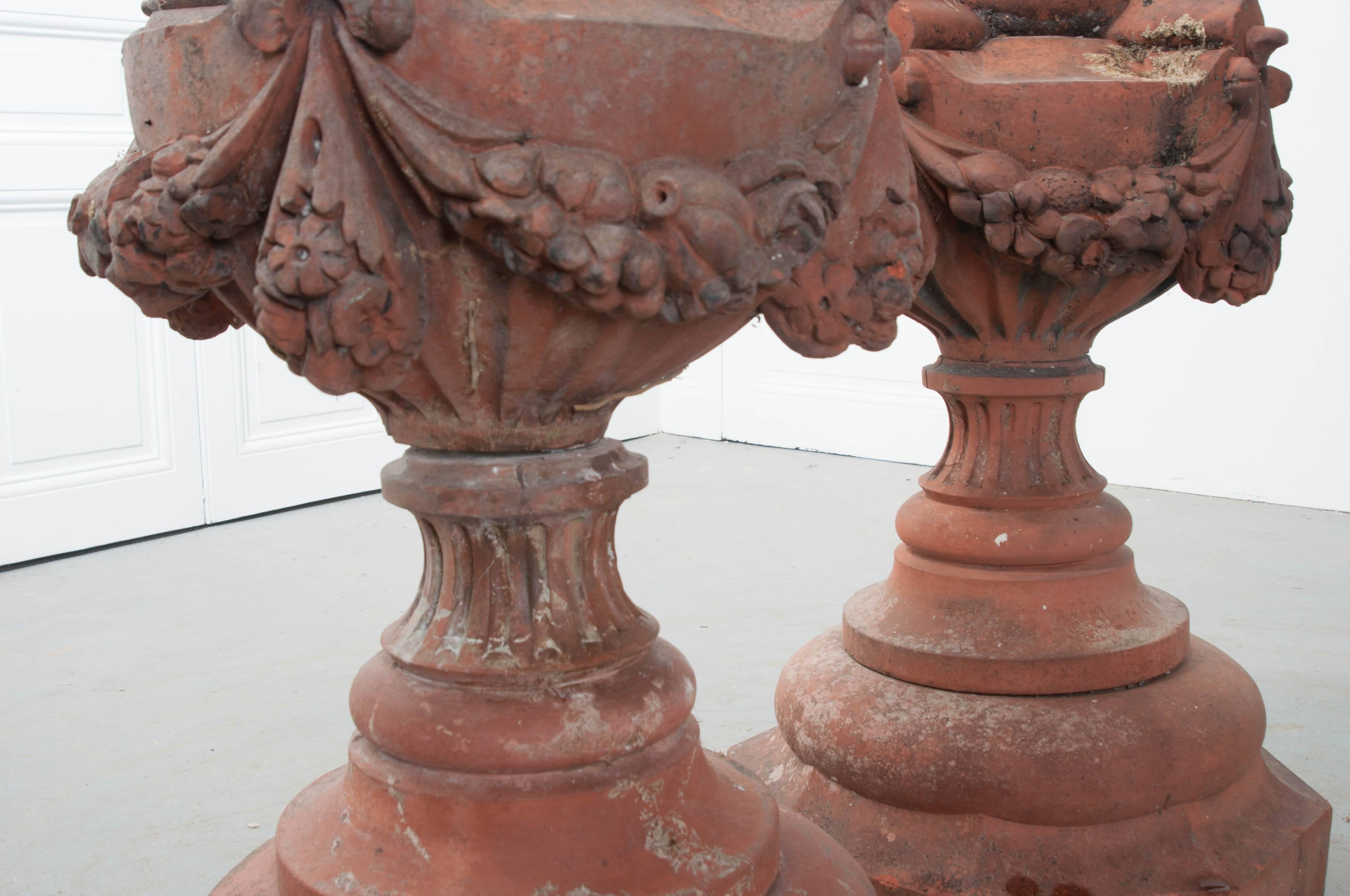 Pair of French 19th Century Terra Cotta Finials 1