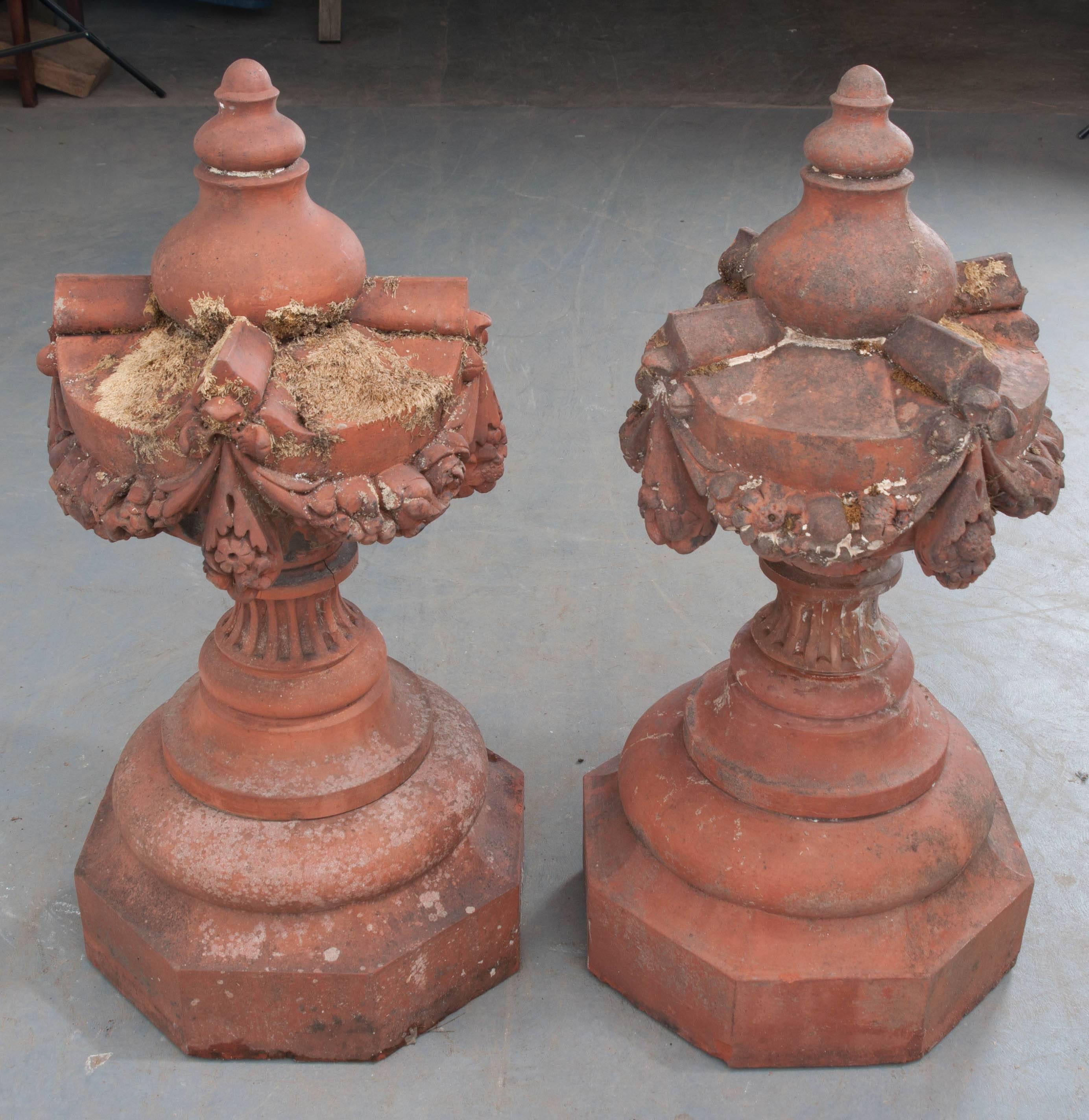 Pair of French 19th Century Terra Cotta Finials 4