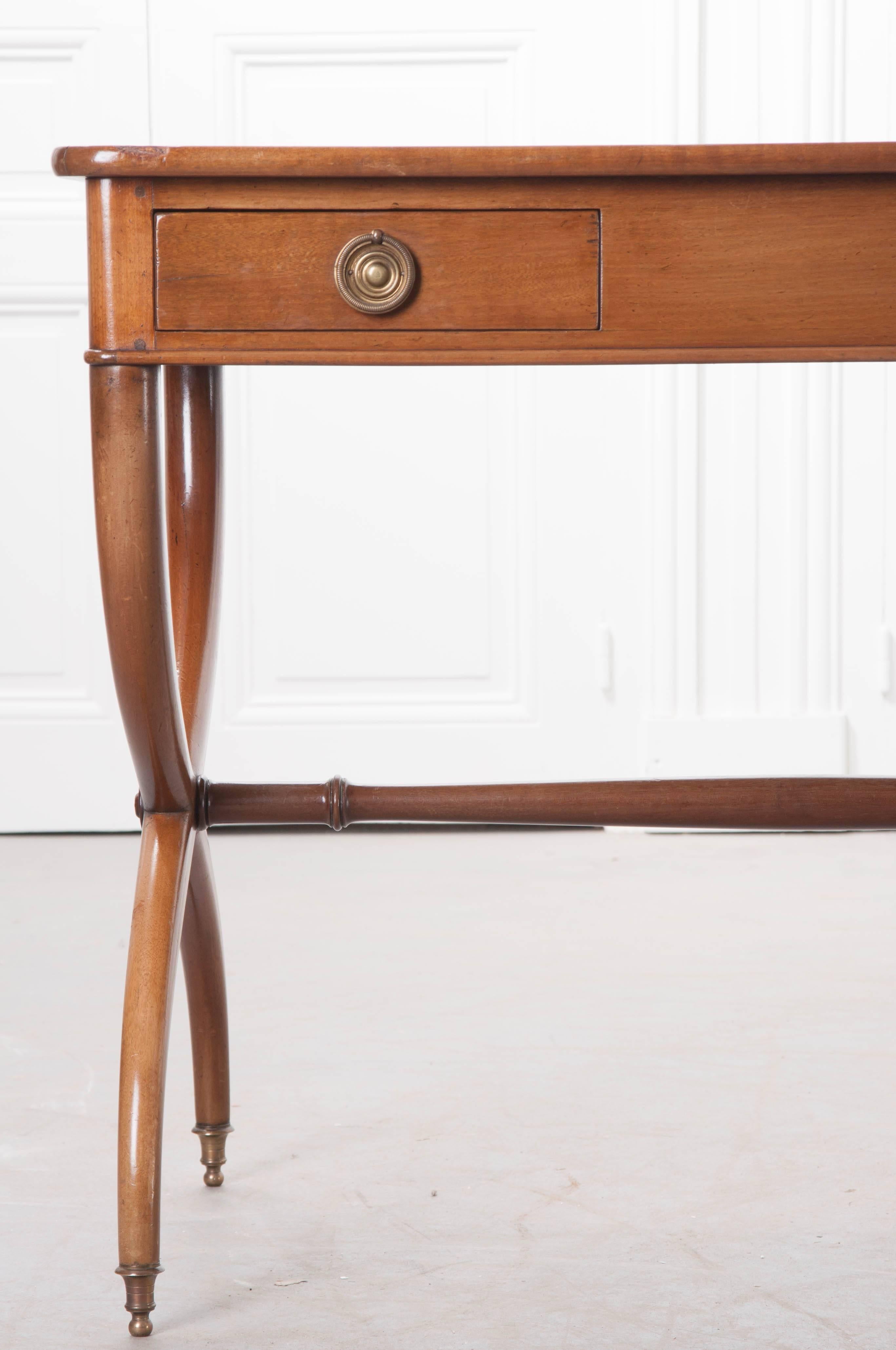 French English 19th Century Regency Leather Top Mahogany Desk
