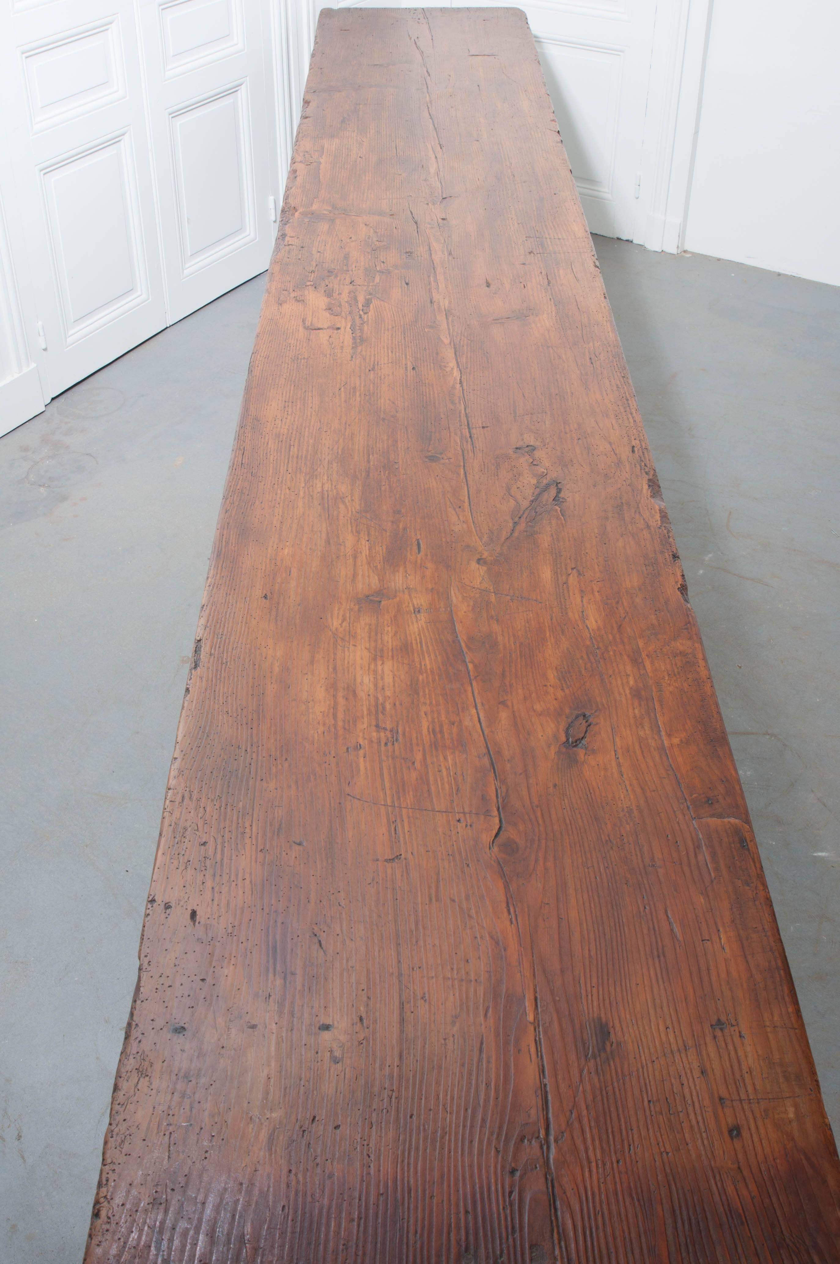 French 19th Century Long Pine Work Table In Good Condition In Baton Rouge, LA