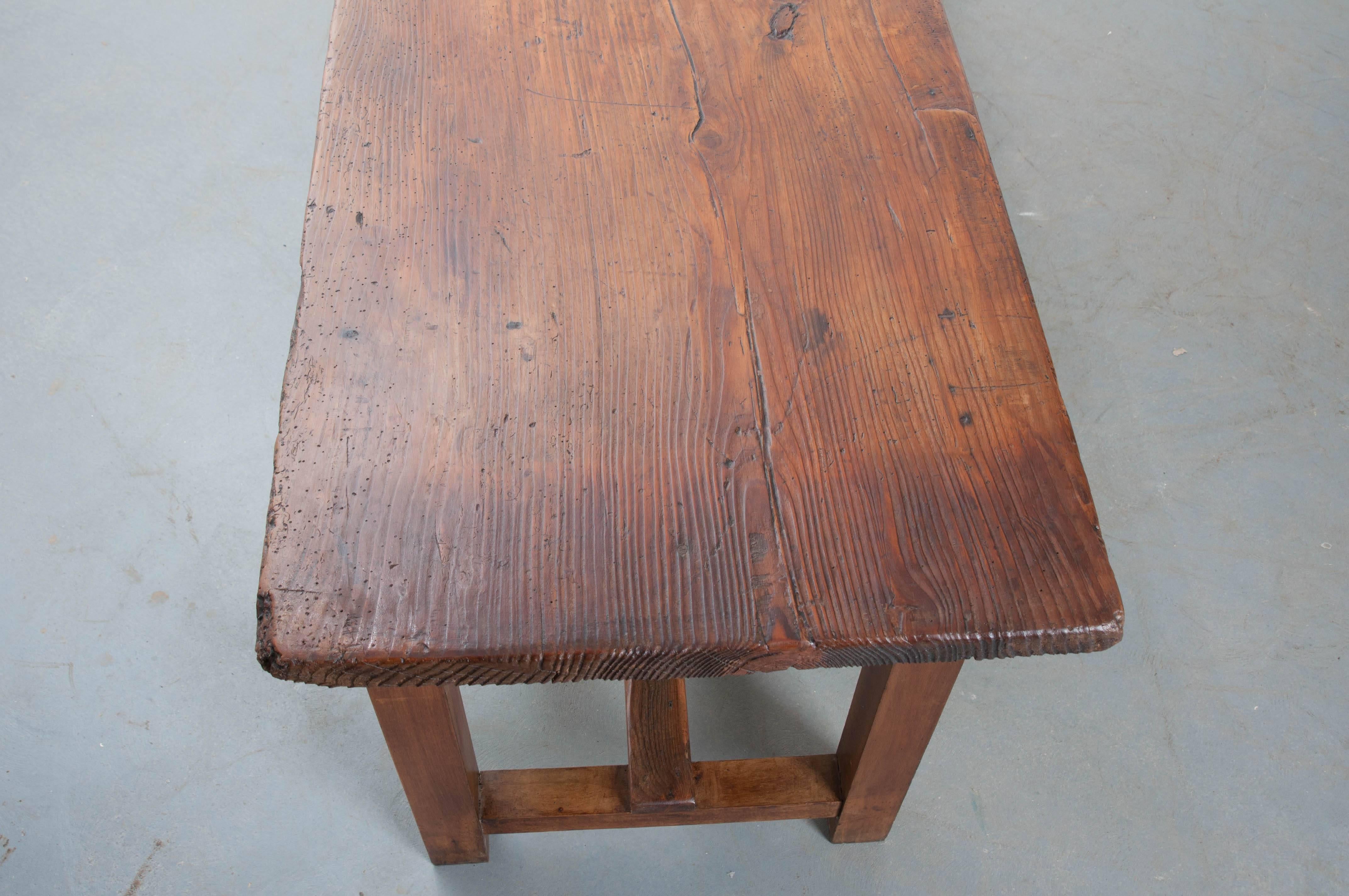 French 19th Century Long Pine Work Table 1