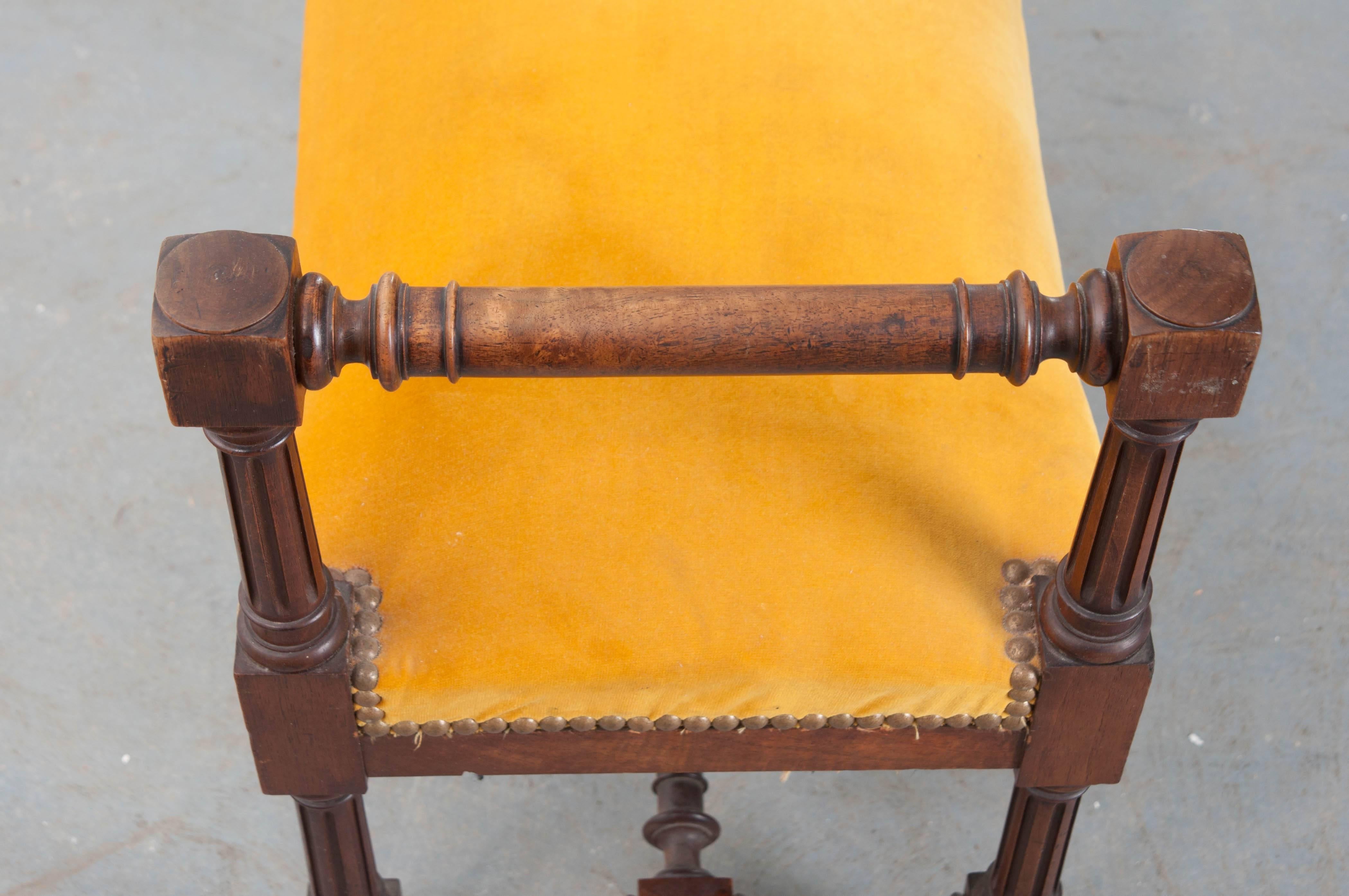 French 19th Century Mahogany Louis XVI Style Upholstered Stool 2