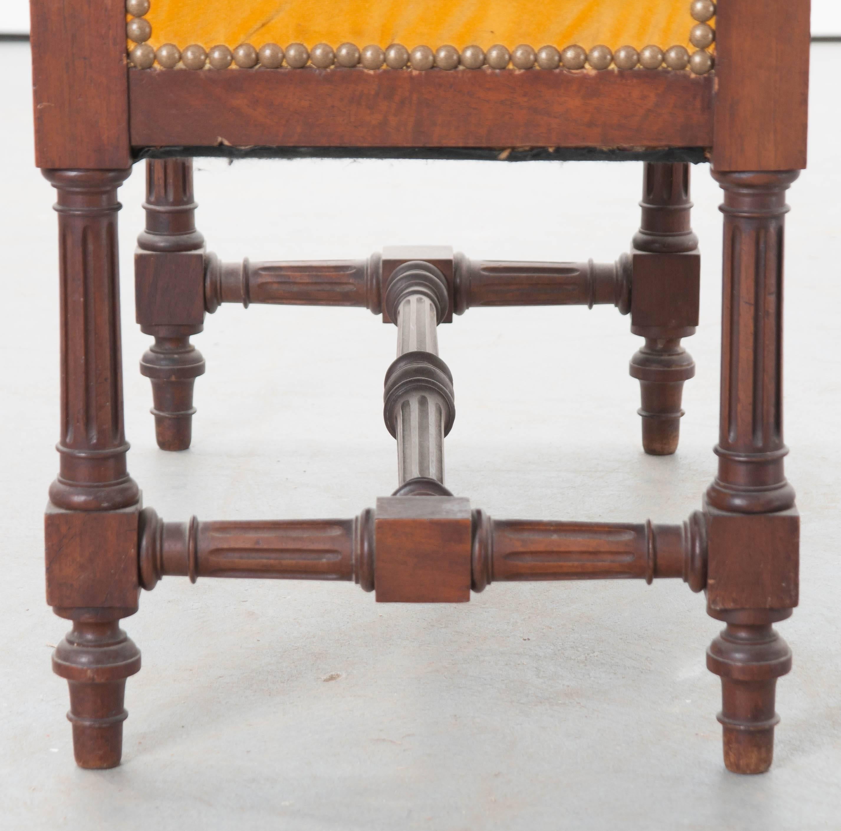 French 19th Century Mahogany Louis XVI Style Upholstered Stool 5