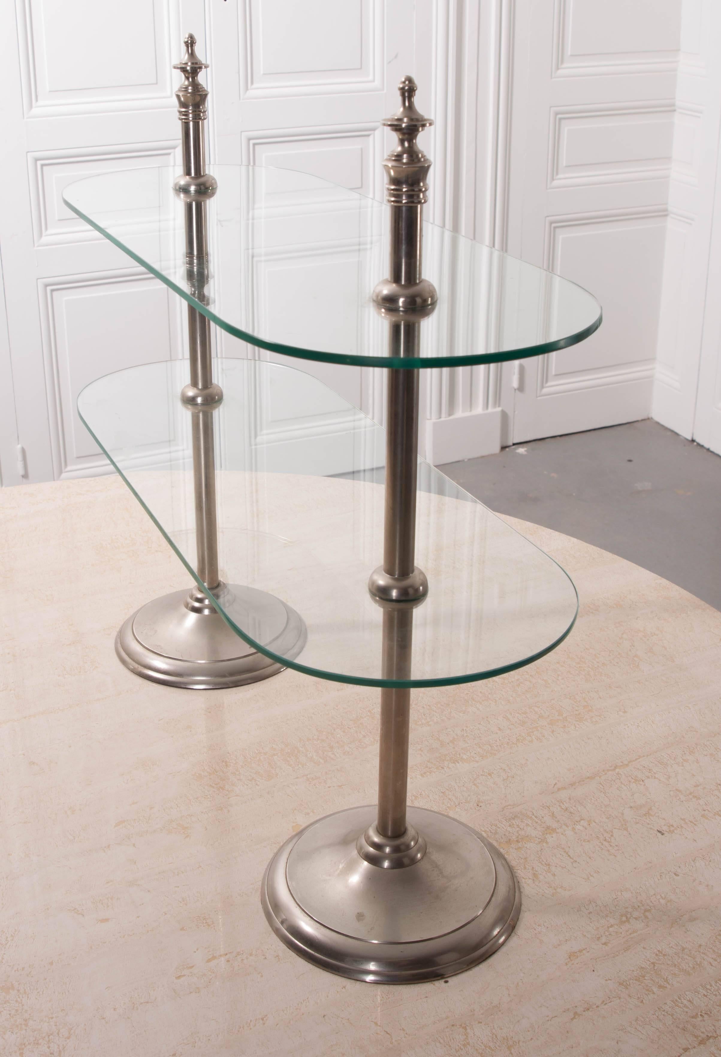 Glass French Vintage Two-Tiered Display Stand