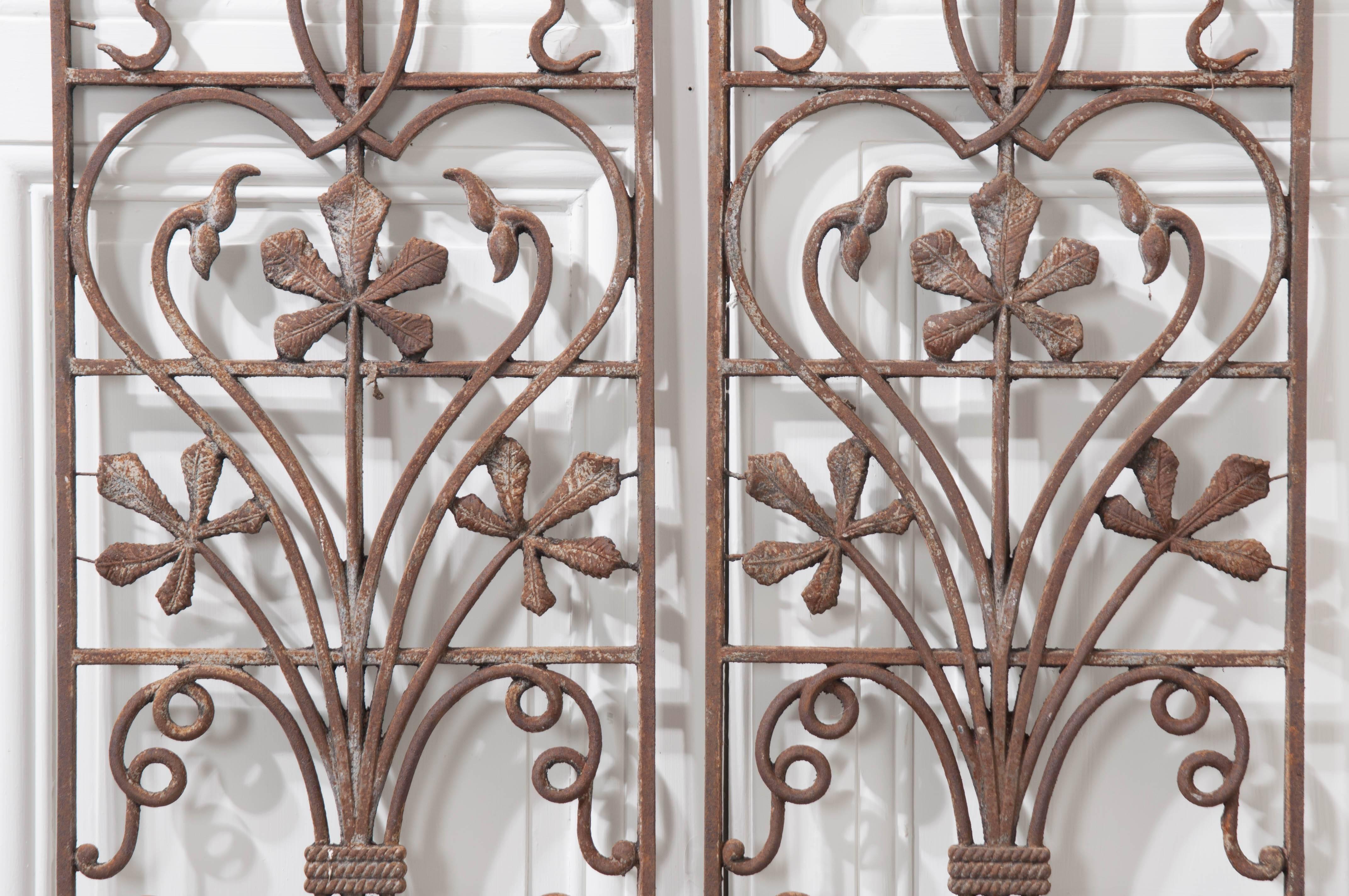 French Pair of Early 20th Century Art Nouveau Wrought Iron Panels