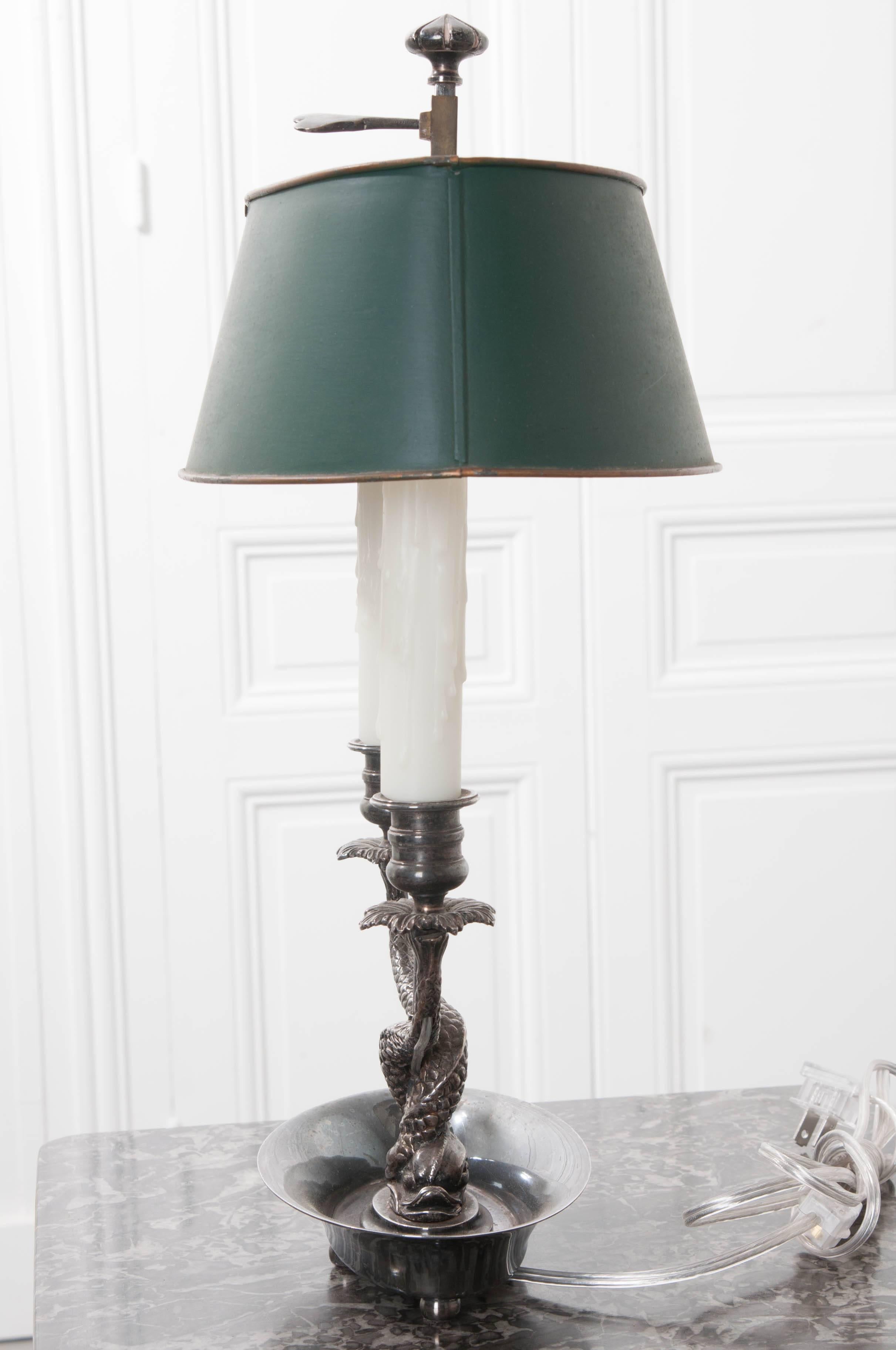 French 19th Century Silver Plated Bouillotte Lamp 2