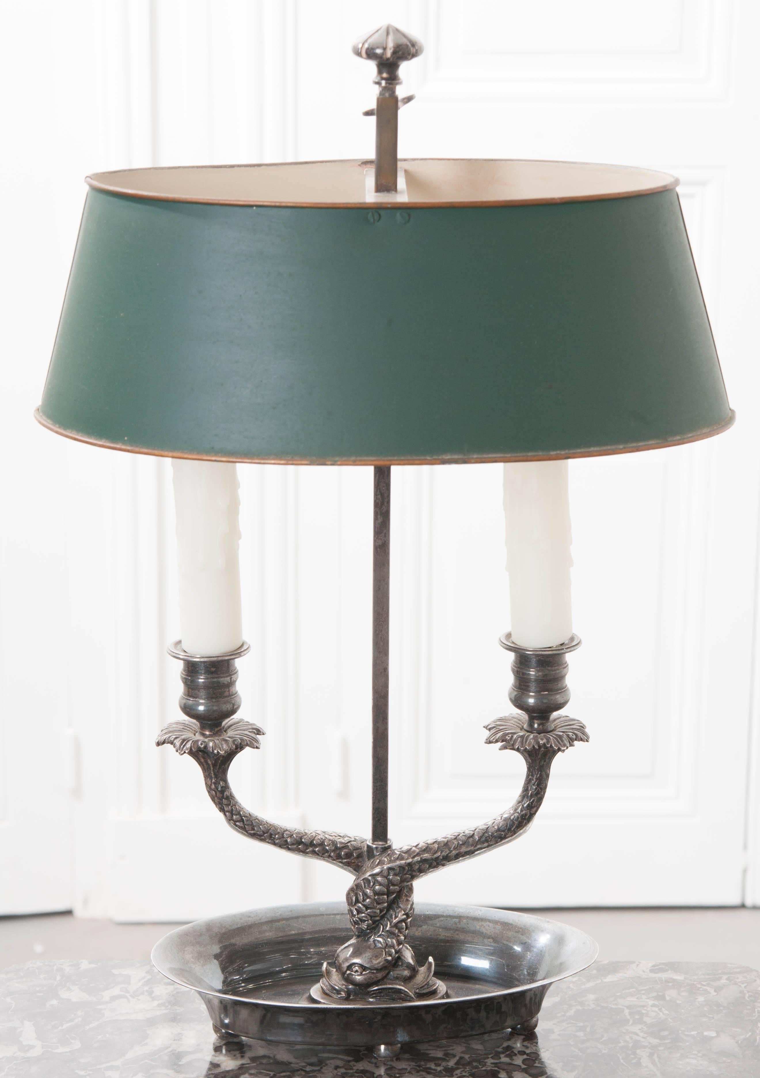 French 19th Century Silver Plated Bouillotte Lamp 3
