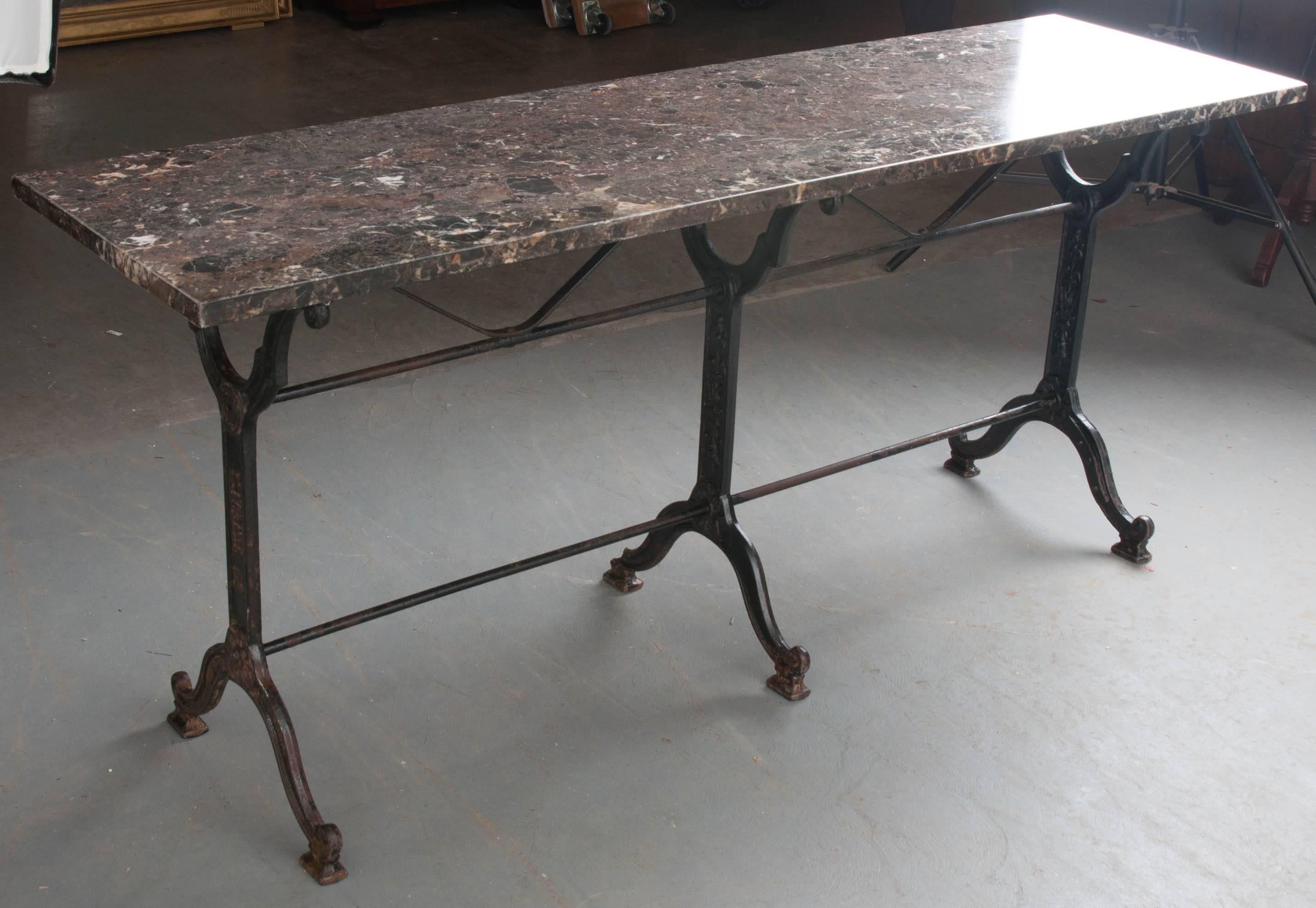 French Early 20th Century Marble-Top Bistro Table 3