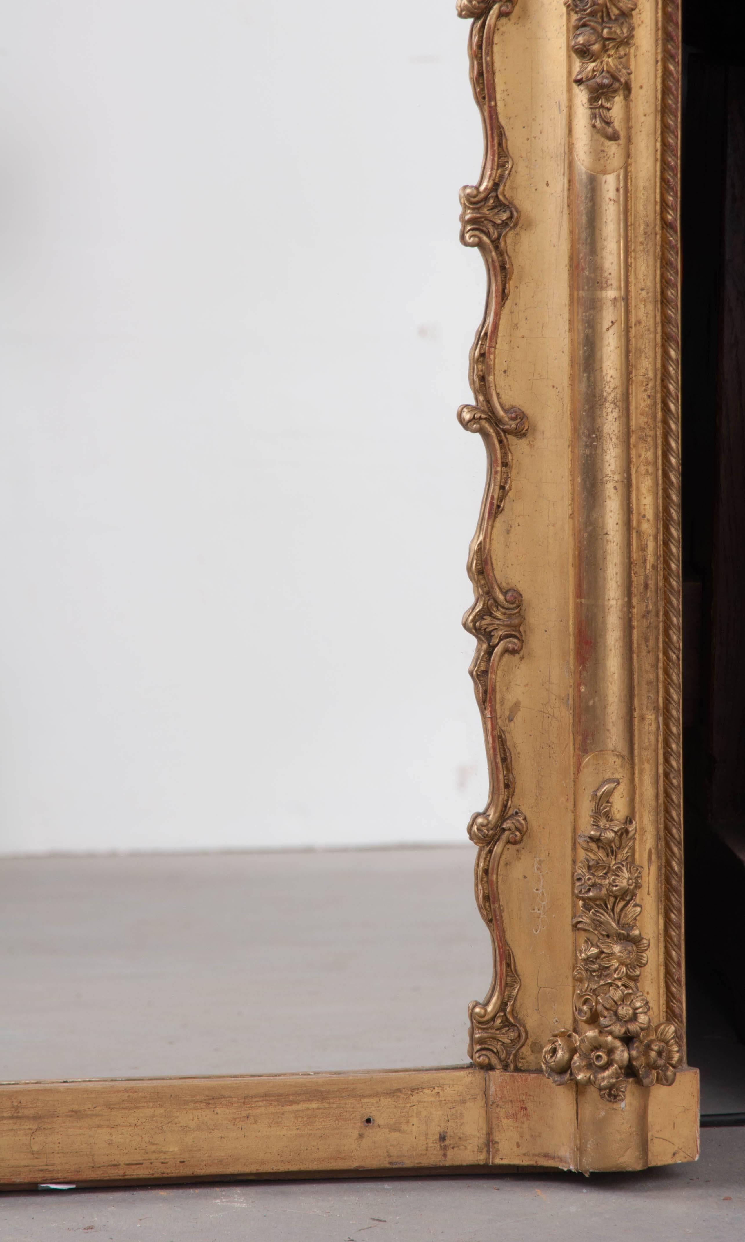 Gold French 19th Century Giltwood Over-Mantle Mirror