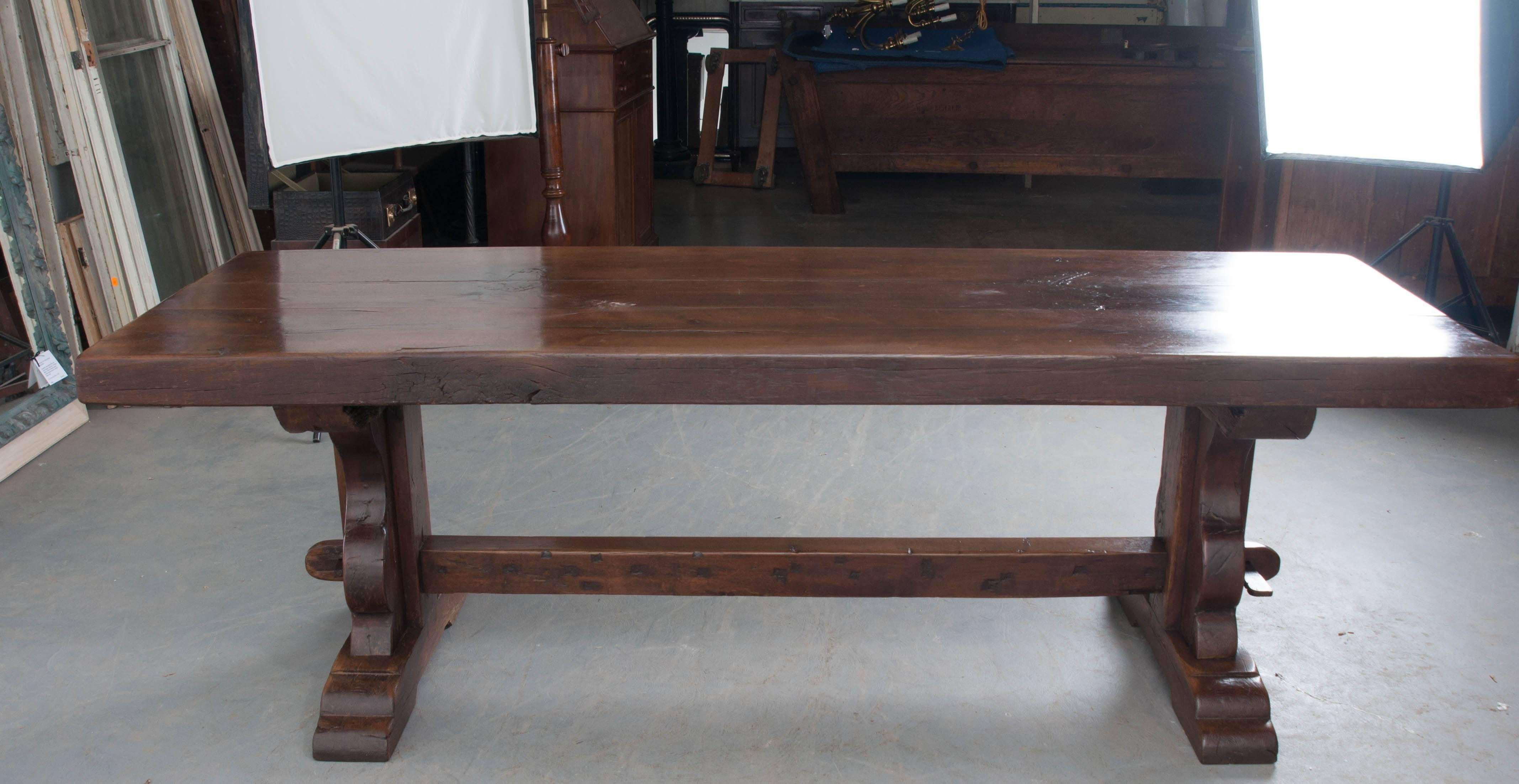 French Early 19th Century Oak Trestle Dining Table 7