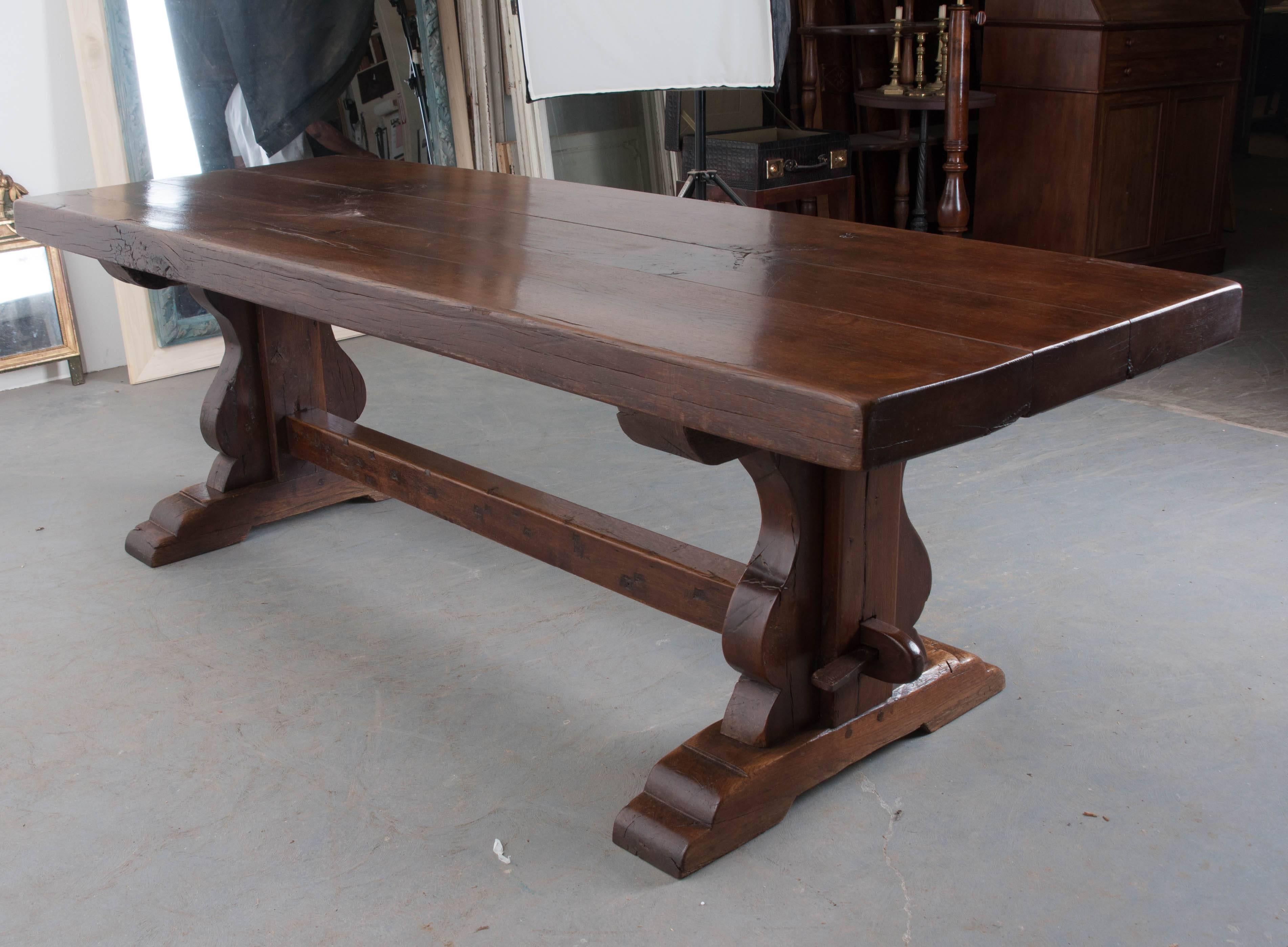 French Early 19th Century Oak Trestle Dining Table 6