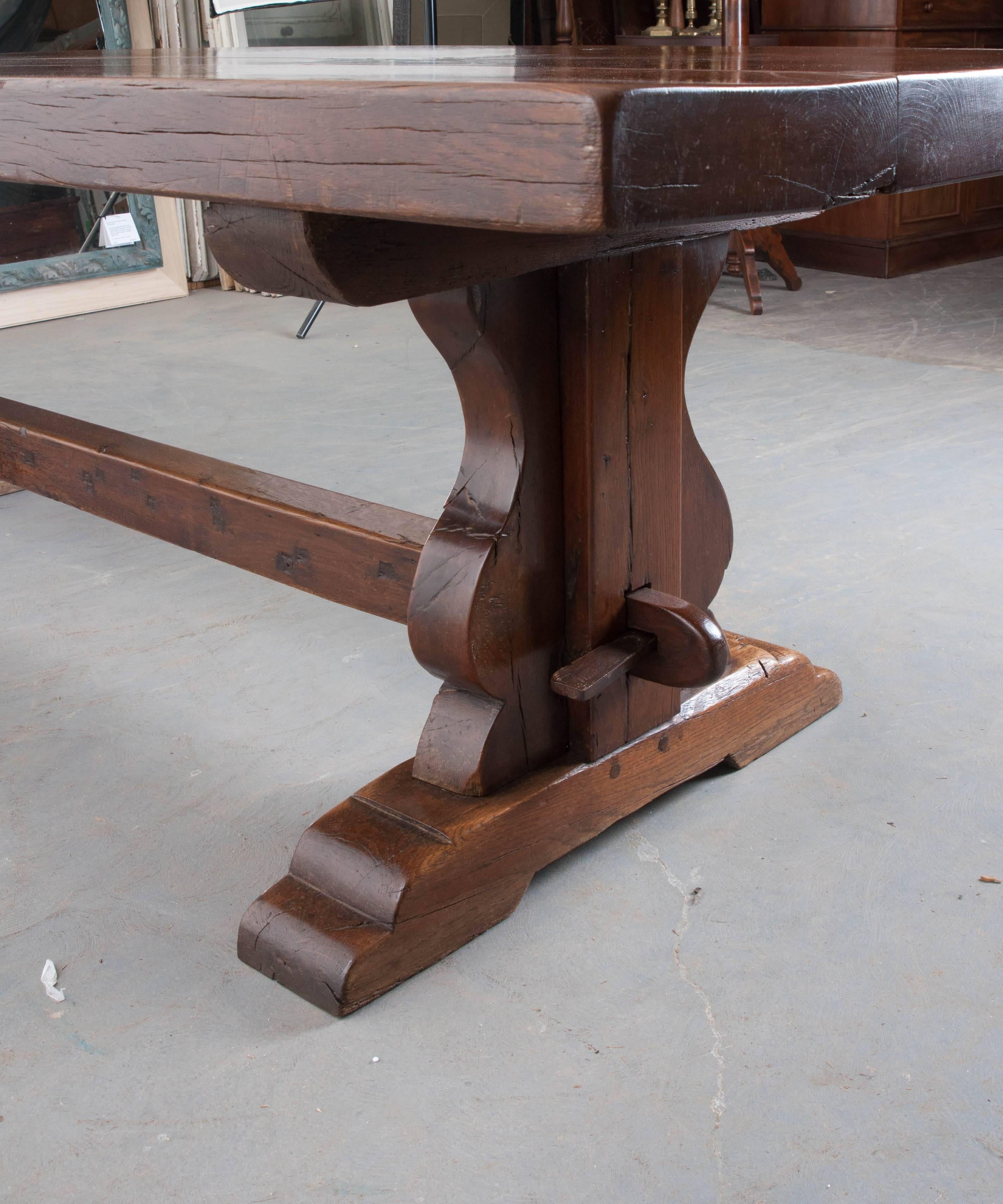 French Early 19th Century Oak Trestle Dining Table 4