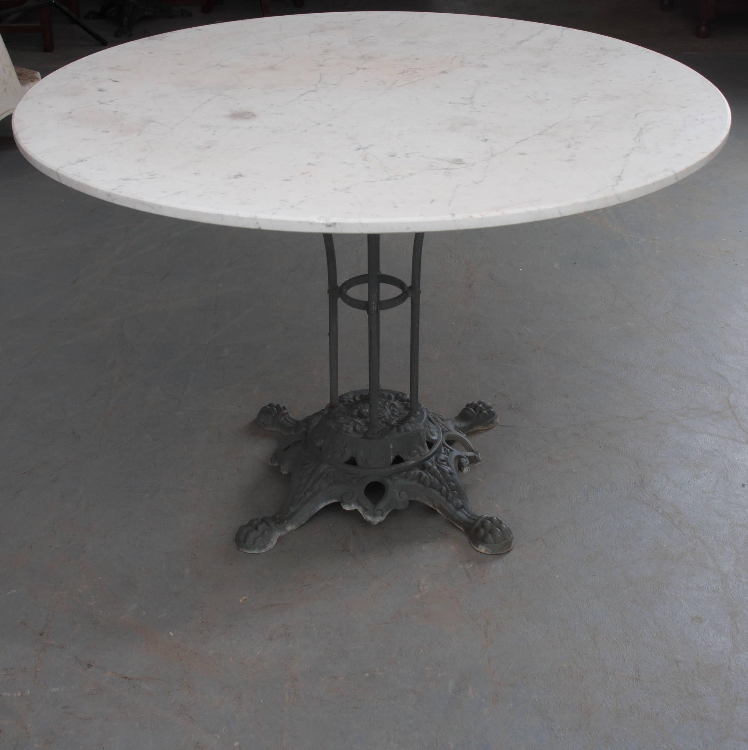 French Early 20th Century Marble-Top Garden Table In Good Condition In Baton Rouge, LA