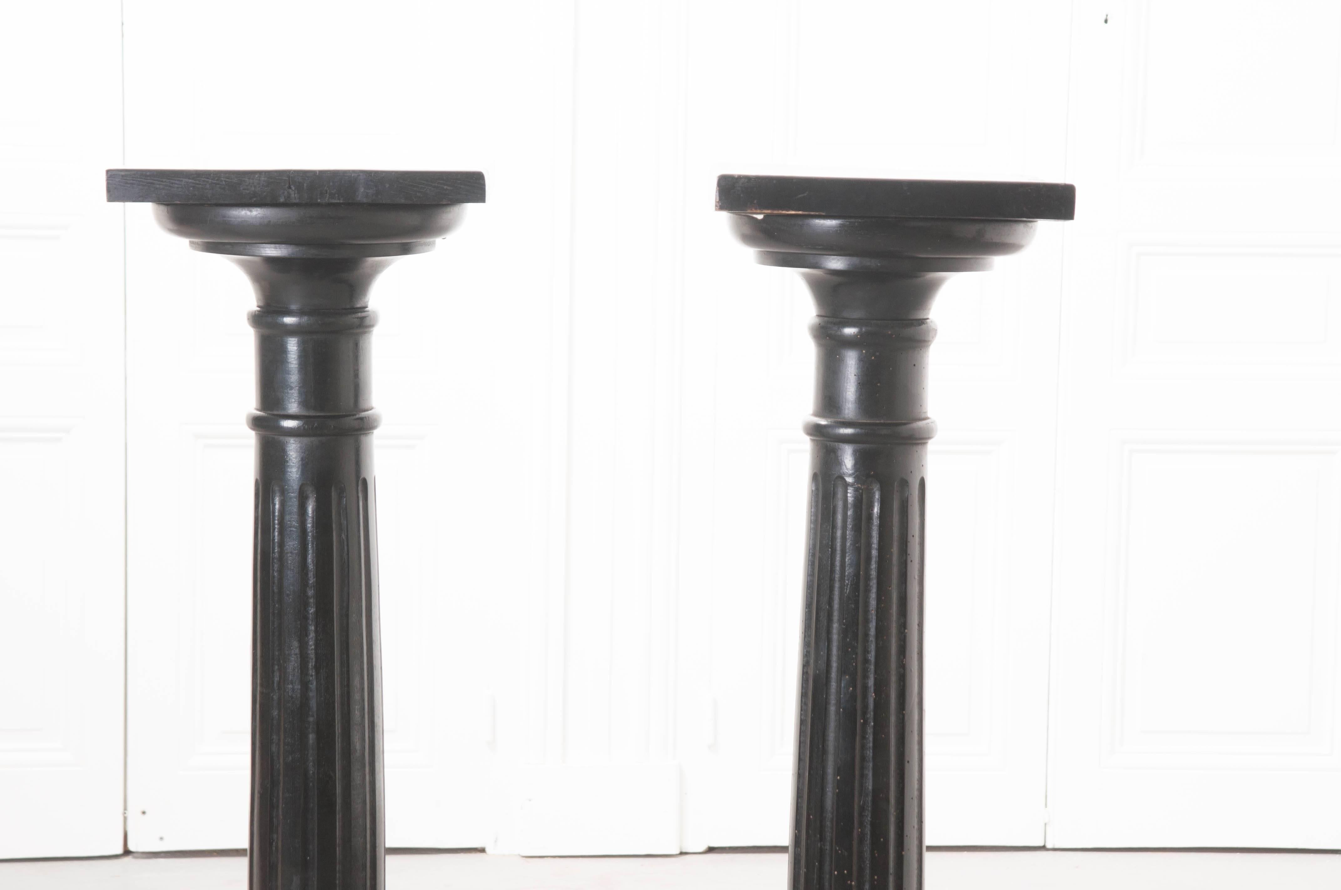 Ebonized Pair of 19th Century French Ebony Columns
