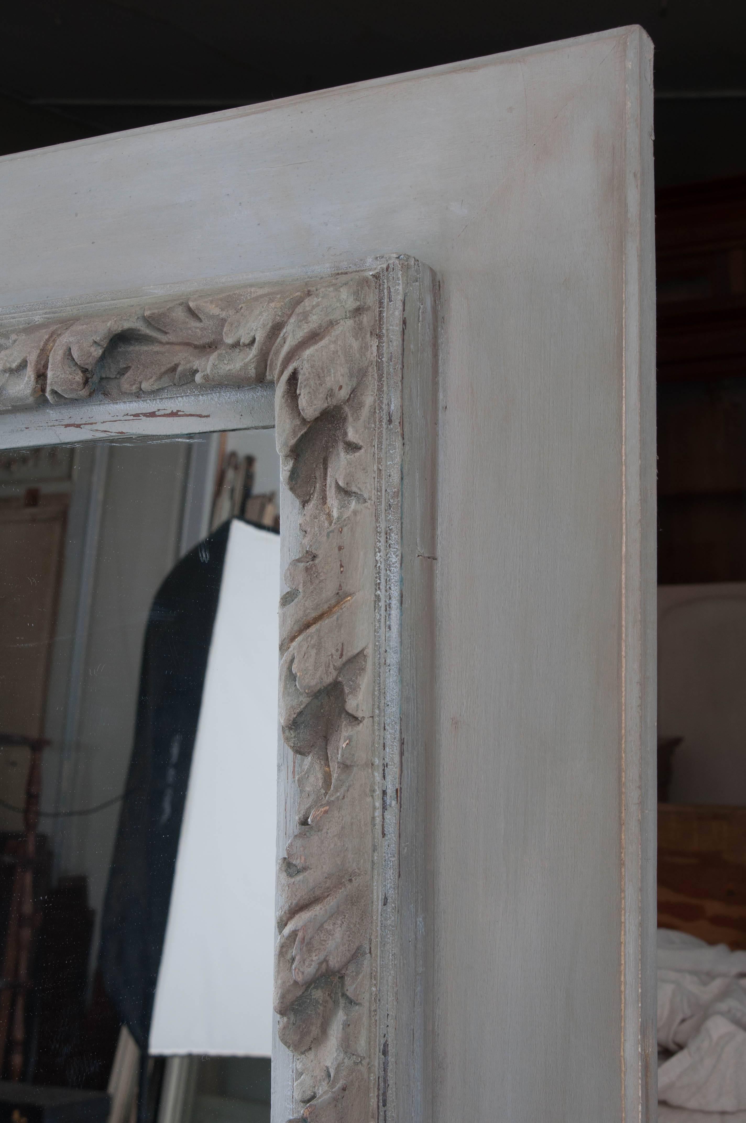 Hardwood French Carved and Painted Mirror