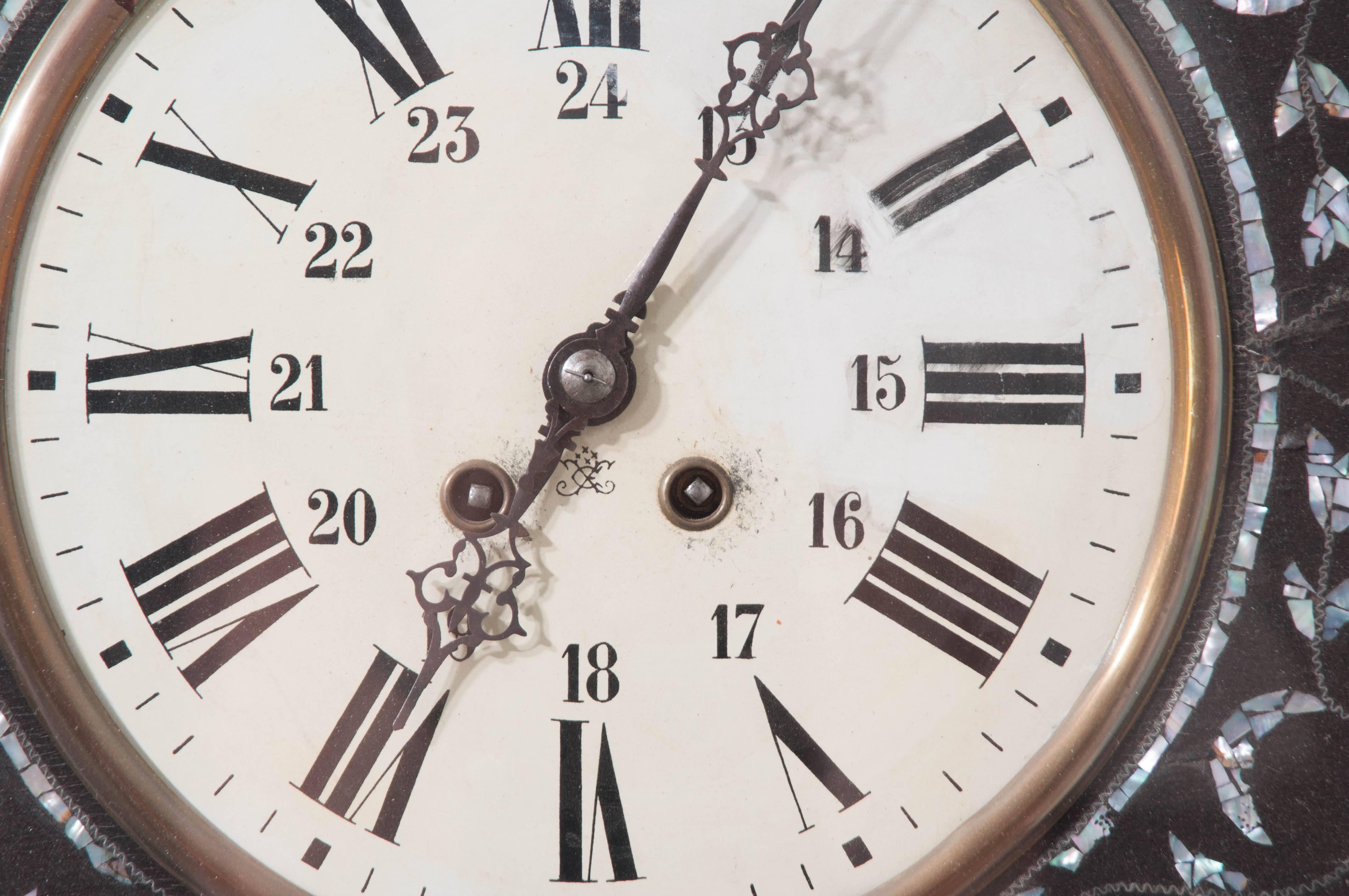 Mother-of-Pearl French 19th Century Napoleon III Wall Clock