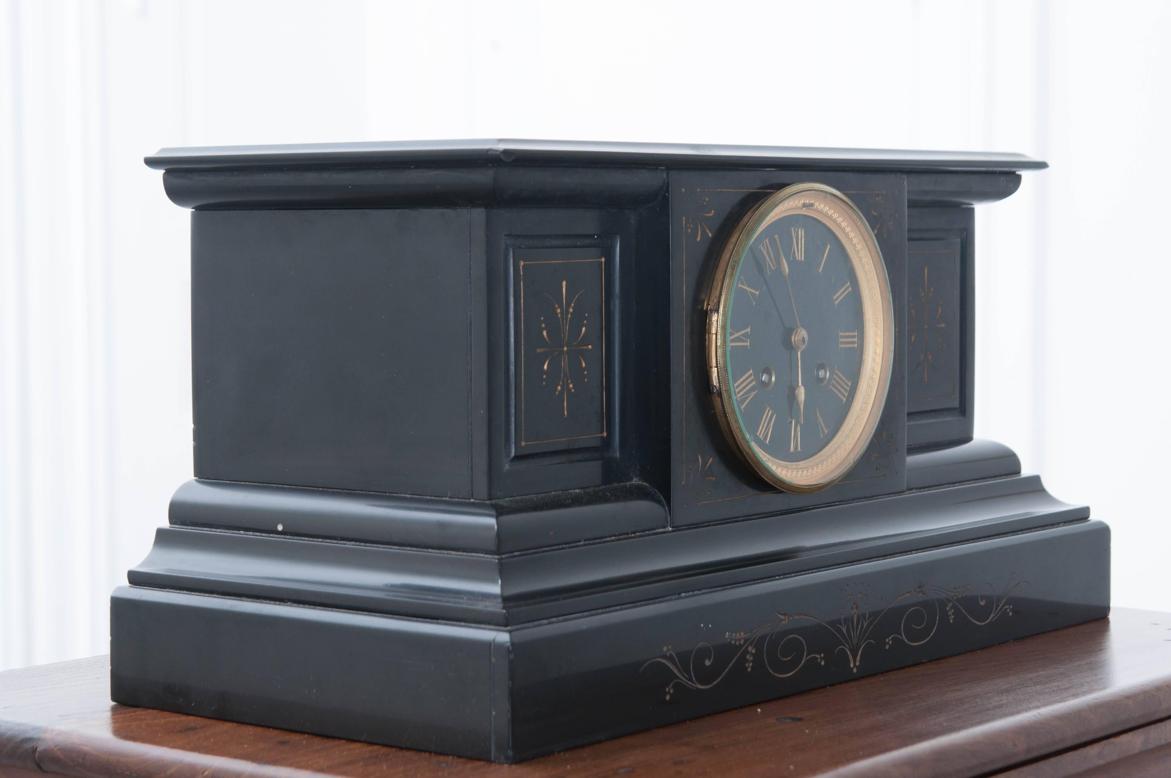 black marble mantel clock
