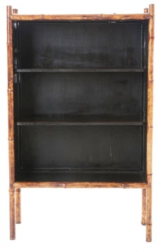 English 19th Century Painted and Découpage Fish Bamboo Bookcase