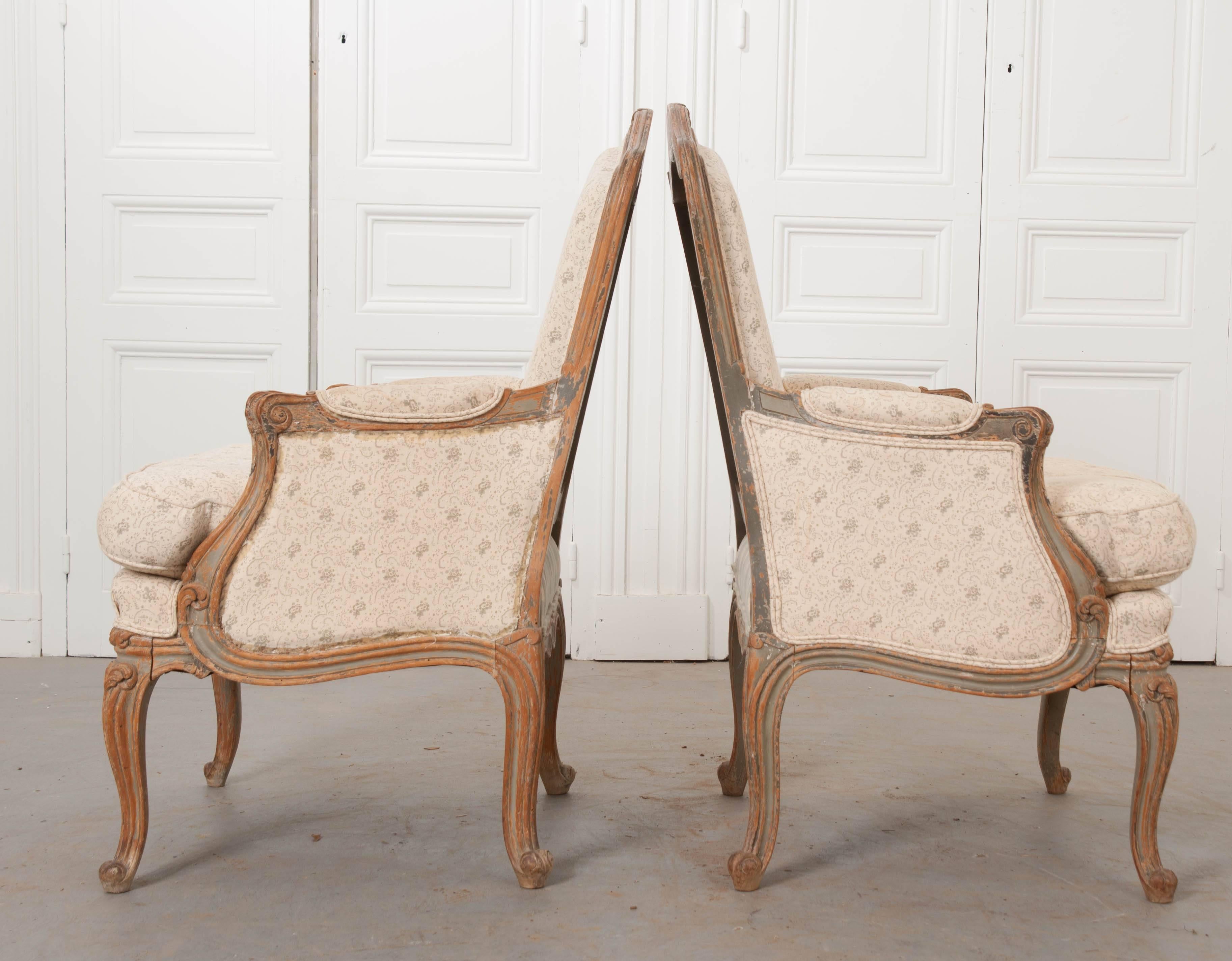 Pair of 19th Century French Louis XV Bergères 4