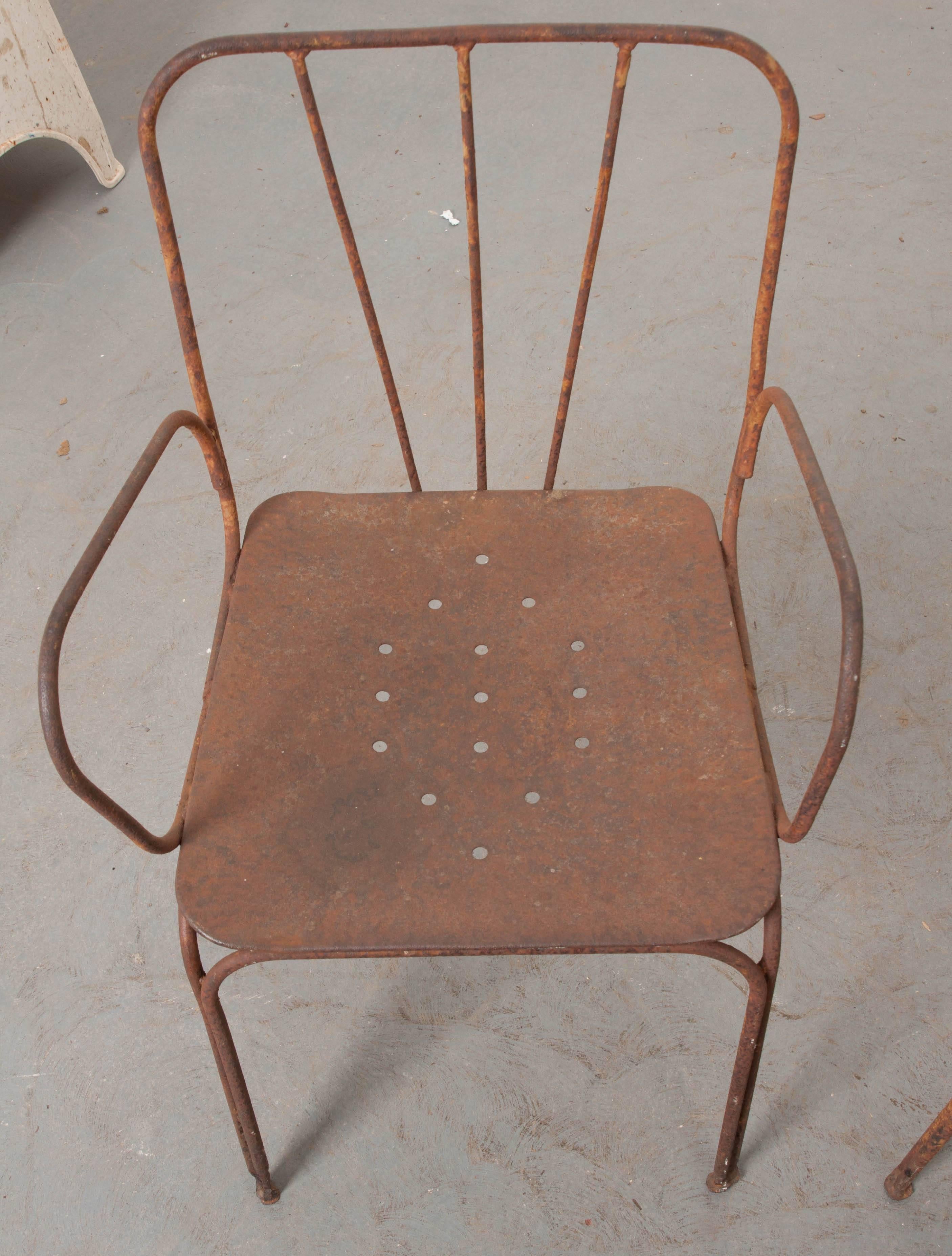 Pair of Early 20th Century French Metal Chairs 1