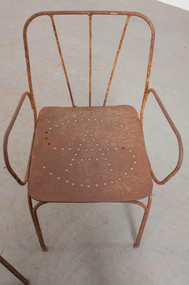 Pair of Early 20th Century French Metal Chairs For Sale at 1stdibs