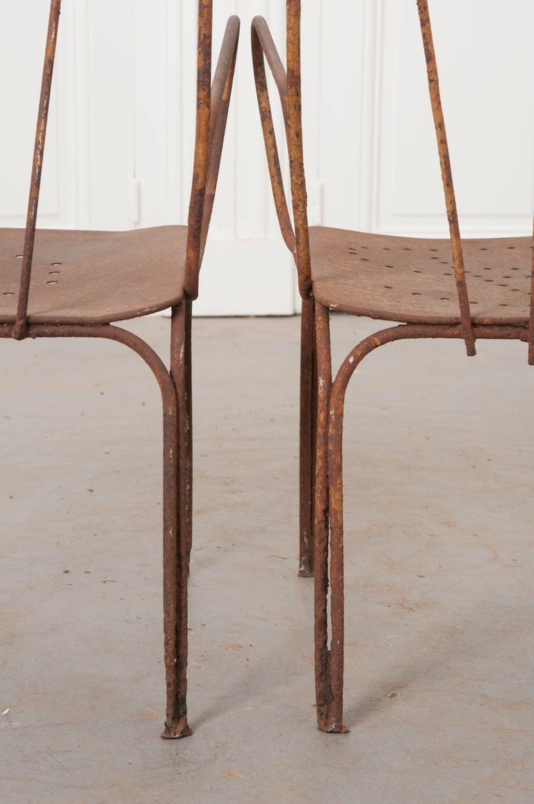 Pair of Early 20th Century French Metal Chairs For Sale at 1stdibs