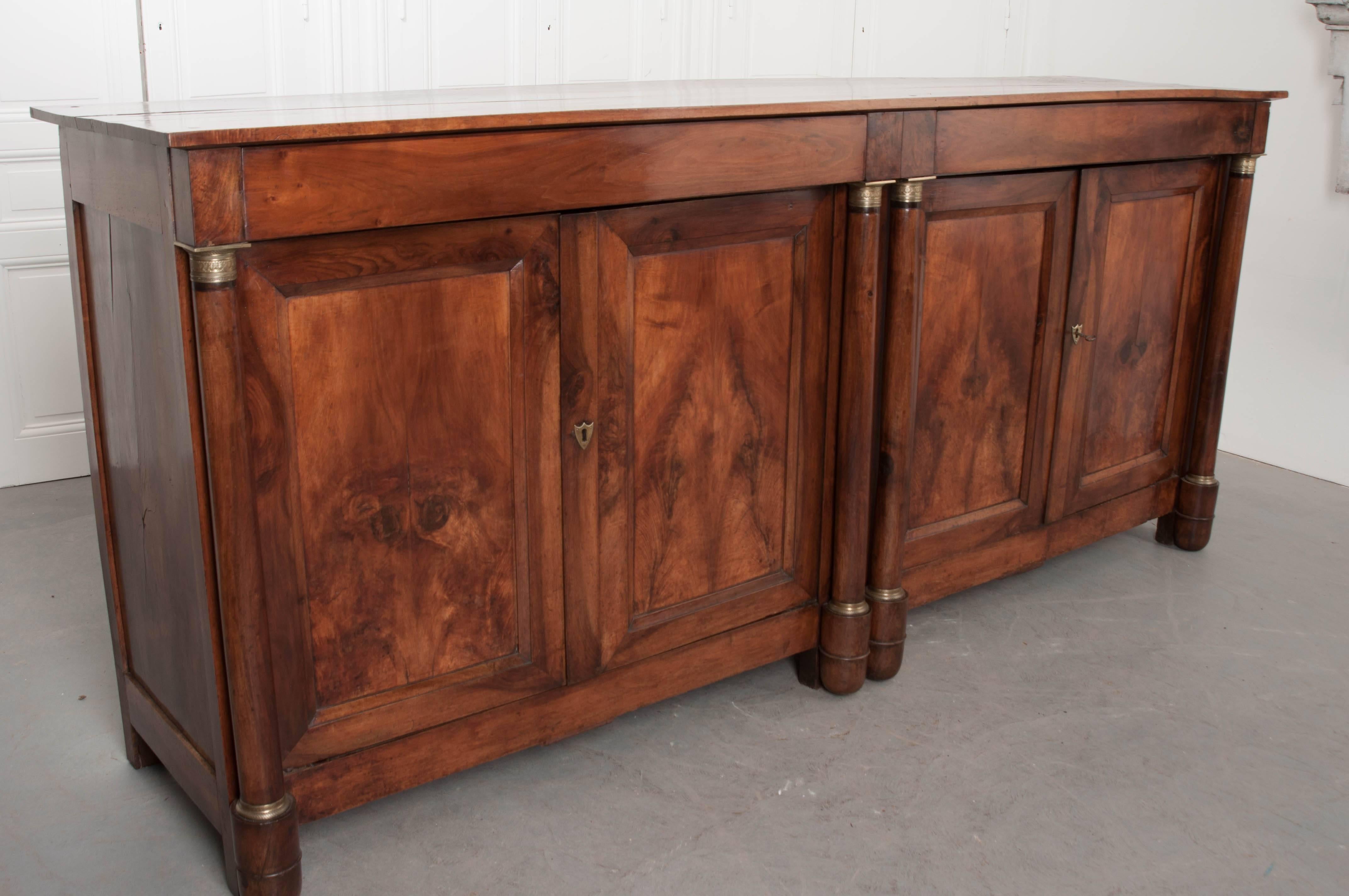 French 19th Century French Walnut Enfilade In Good Condition In Baton Rouge, LA
