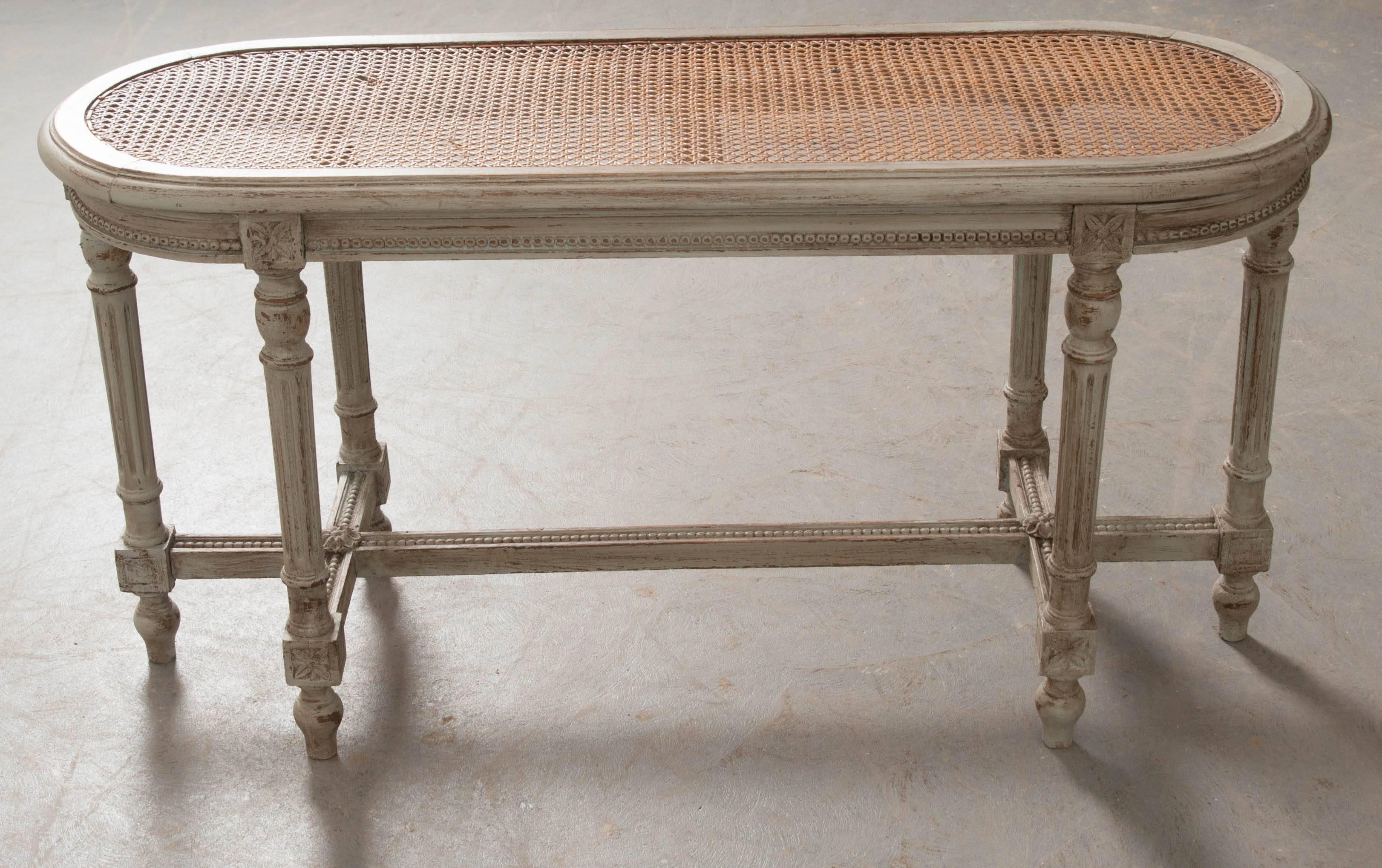 French 19th Century Louis XVI Bench with Cane Seat 1