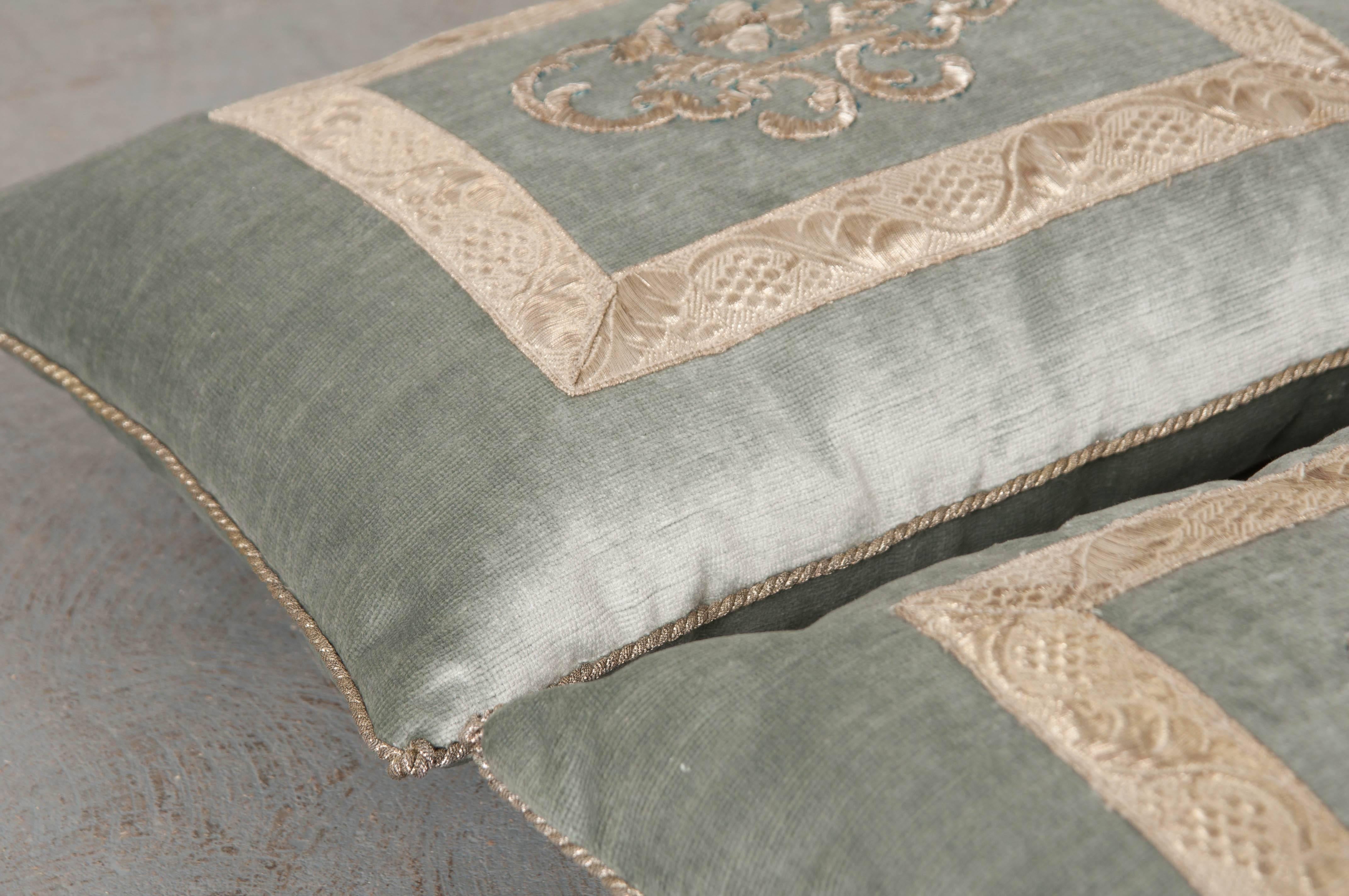 Embroidered Antique Textile Pillow by B.Viz Designs