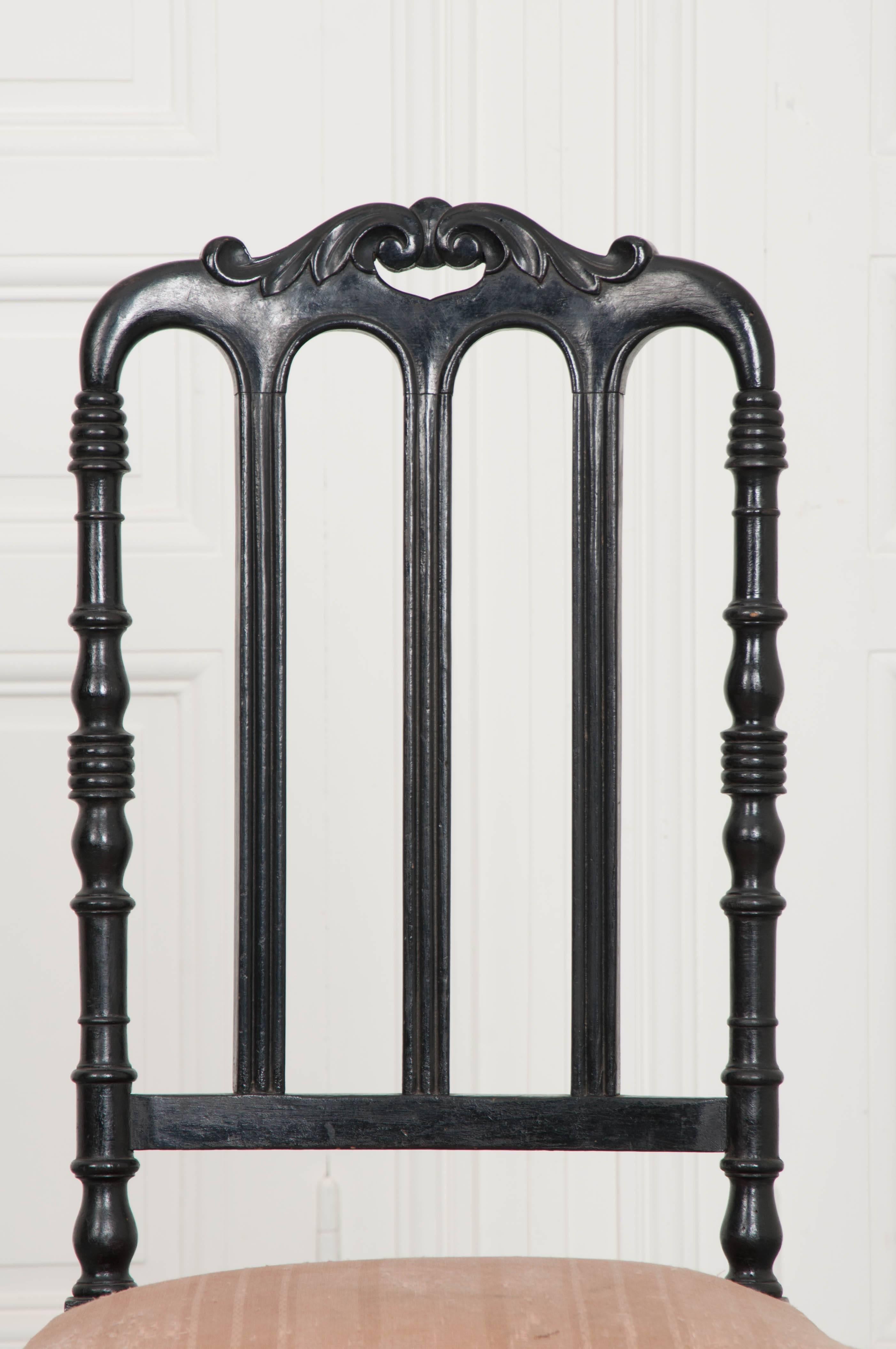 Ebonized French 19th Century Ebony Slipper Chair