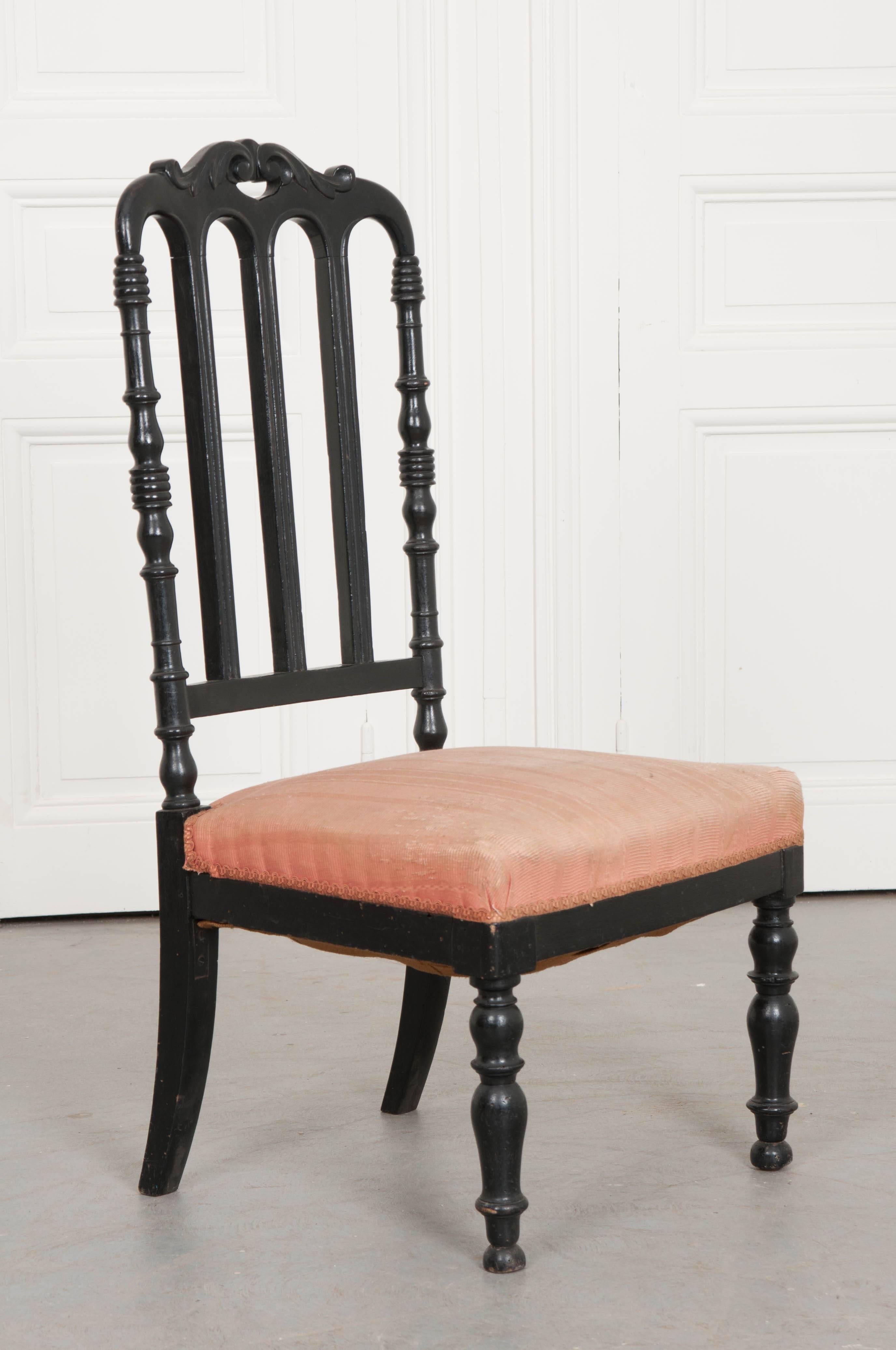 French 19th Century Ebony Slipper Chair 1