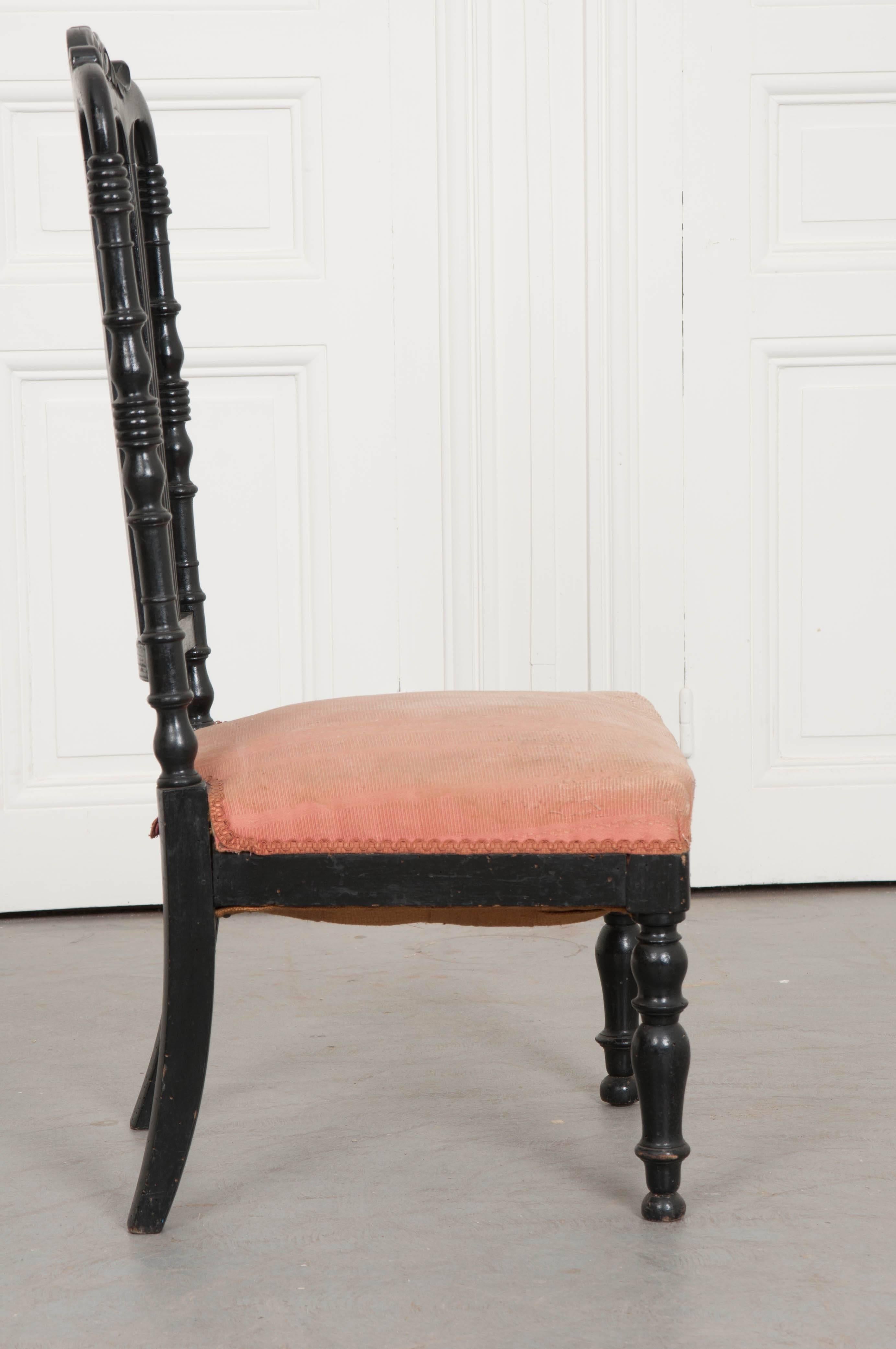 French 19th Century Ebony Slipper Chair 2