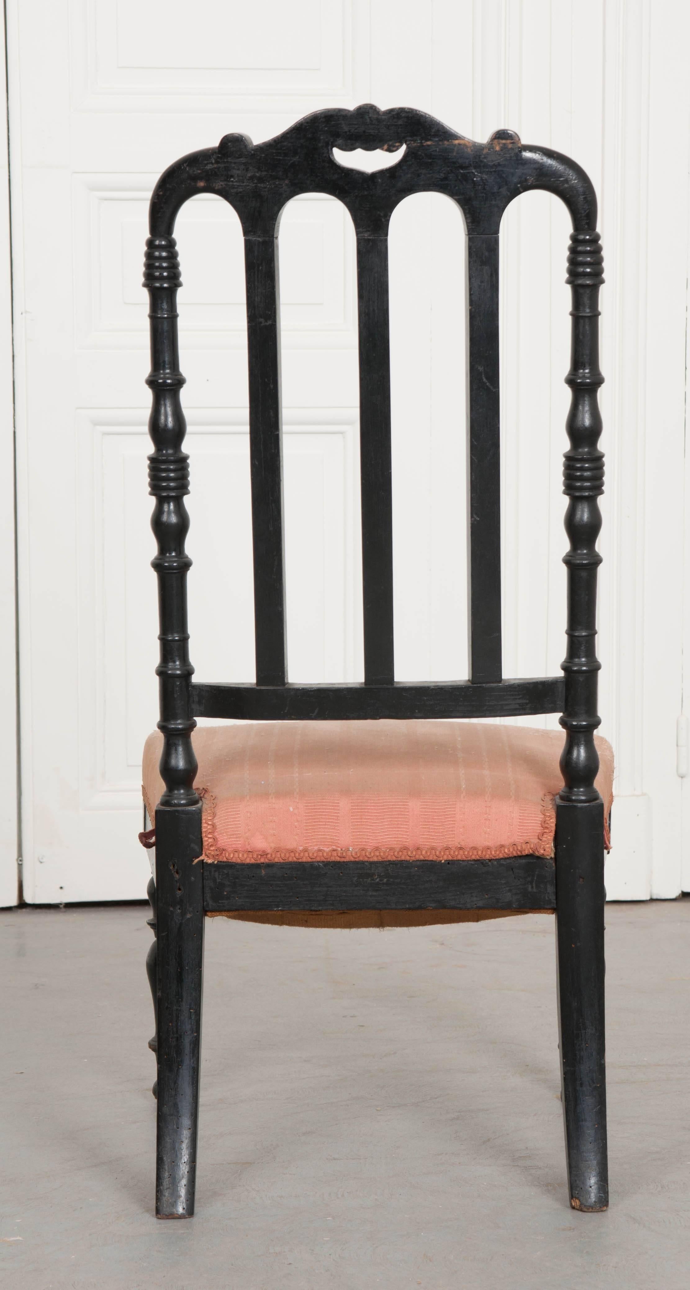 French 19th Century Ebony Slipper Chair 4