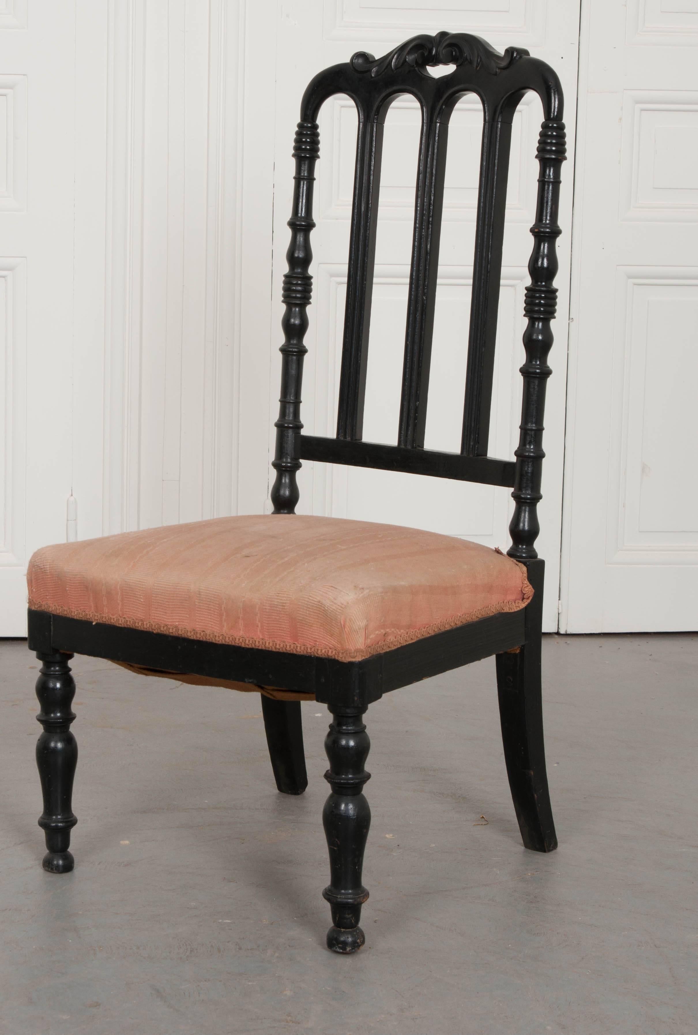 French 19th Century Ebony Slipper Chair 3