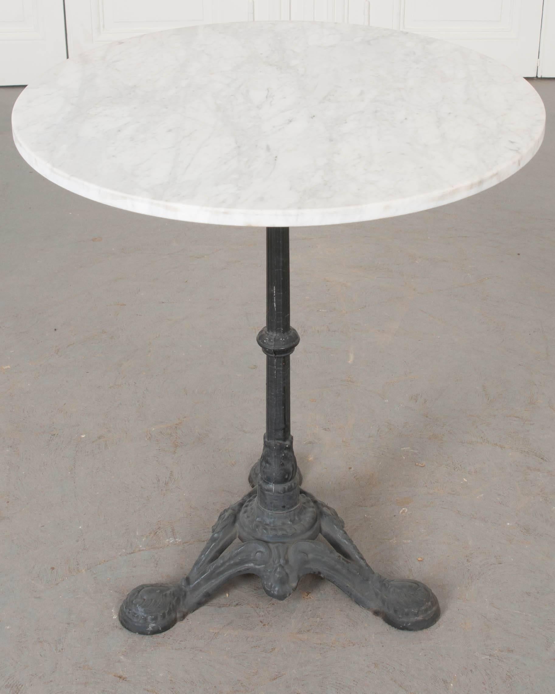 French 1920s Iron and Marble Bistro Table In Good Condition In Baton Rouge, LA