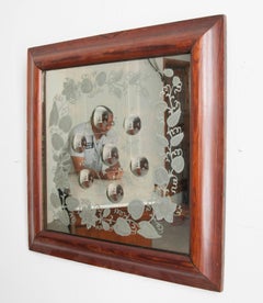 English 19th Century Square Framed Bullseye Mirror