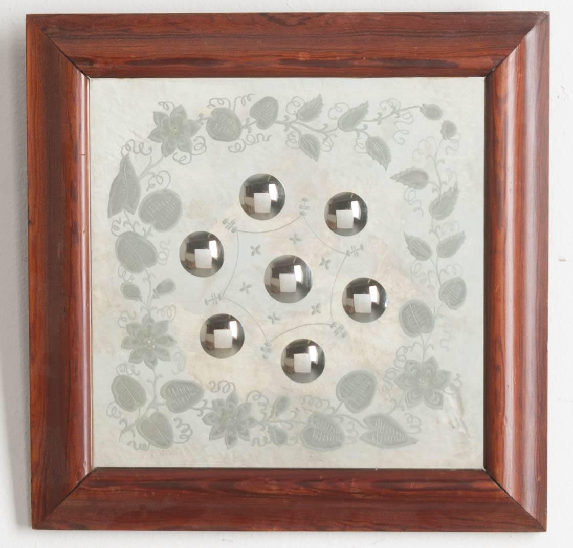 English, 19th Century, Square Framed Bullseye Mirror In Good Condition For Sale In Baton Rouge, LA