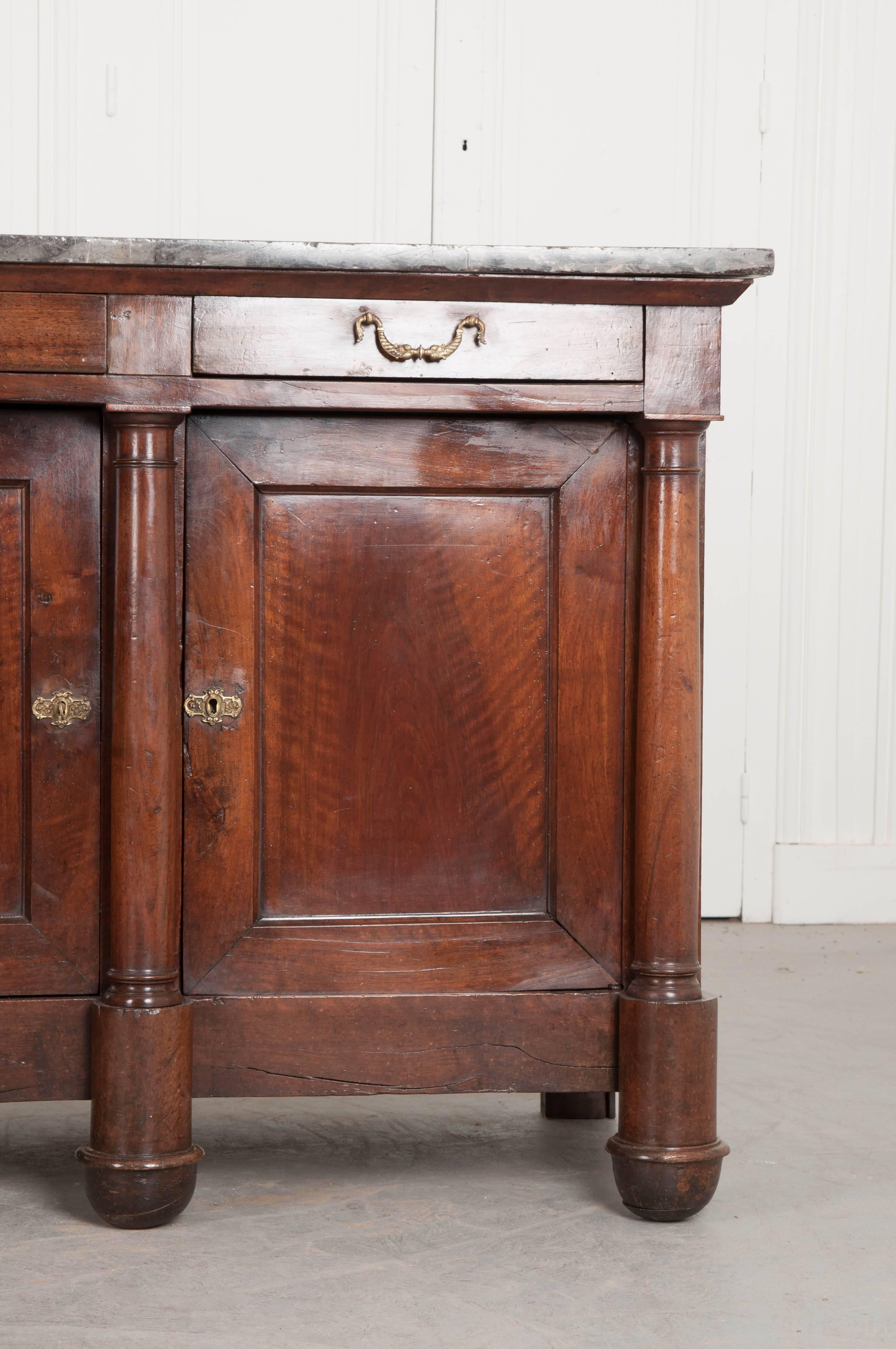French 19th Century Mahogany Empire Enfilade with Marble Top In Good Condition In Baton Rouge, LA