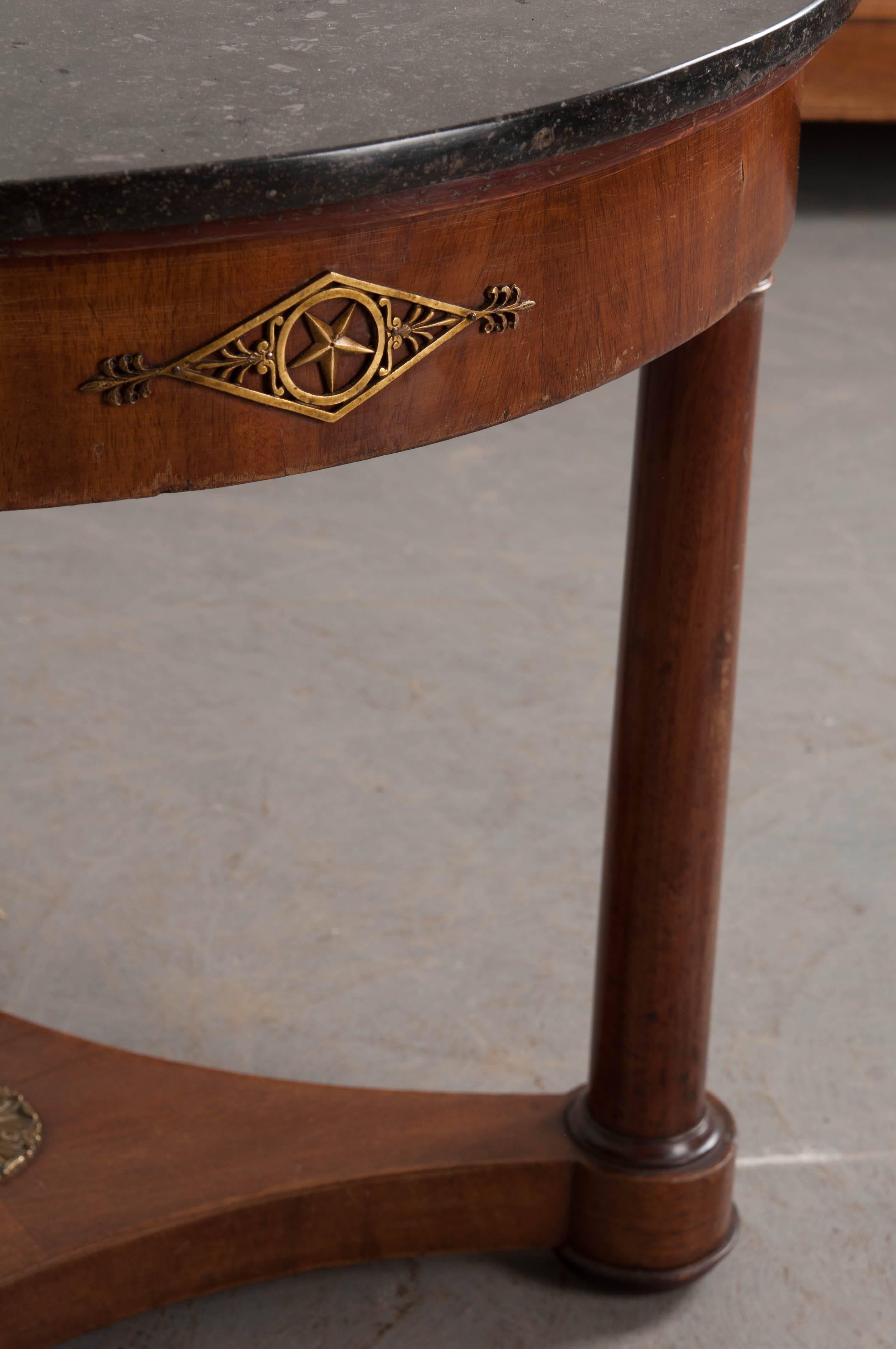 French Empire 19th Century Mahogany Centre Table with Marble Top 4