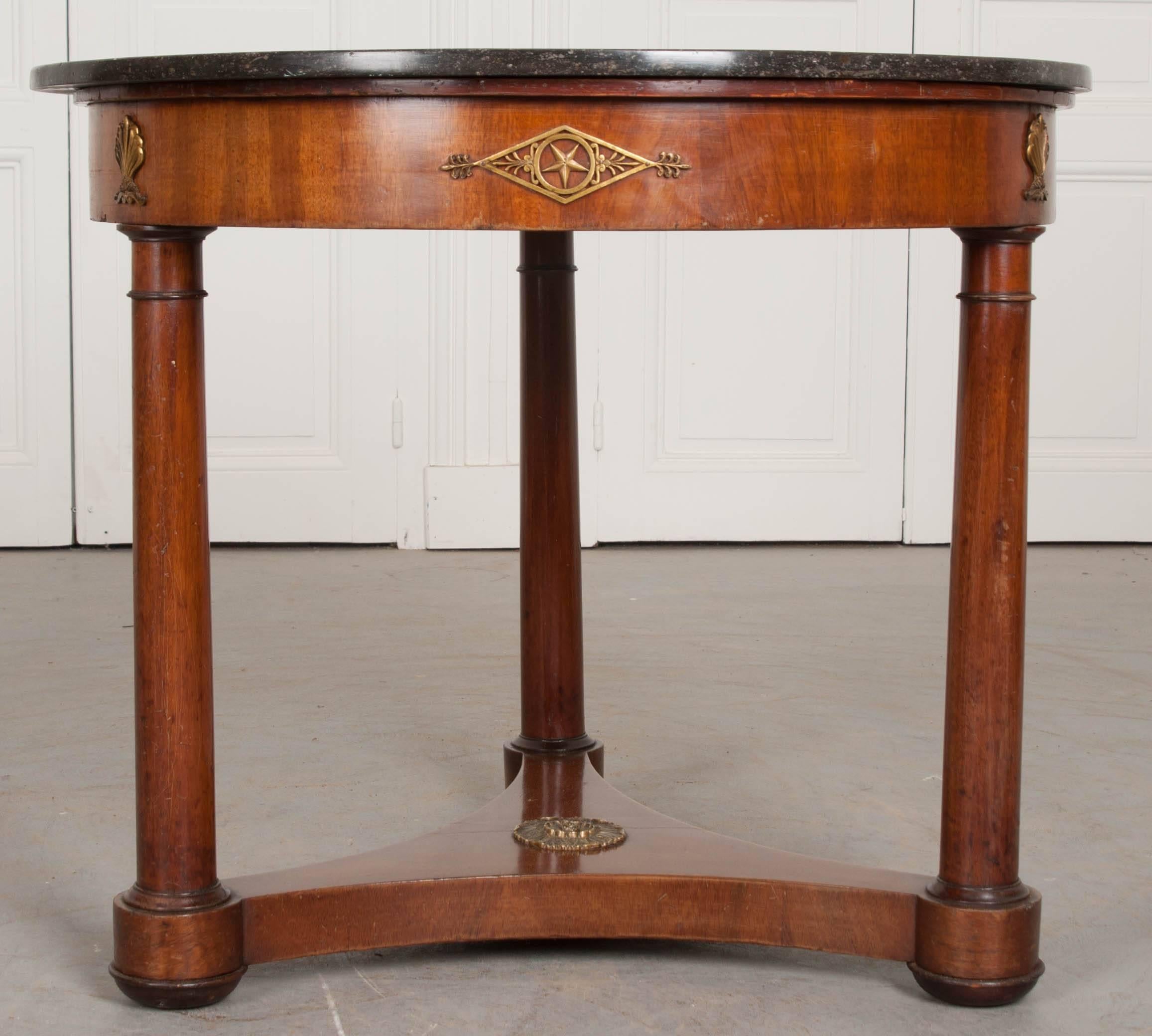 French Empire 19th Century Mahogany Centre Table with Marble Top 5