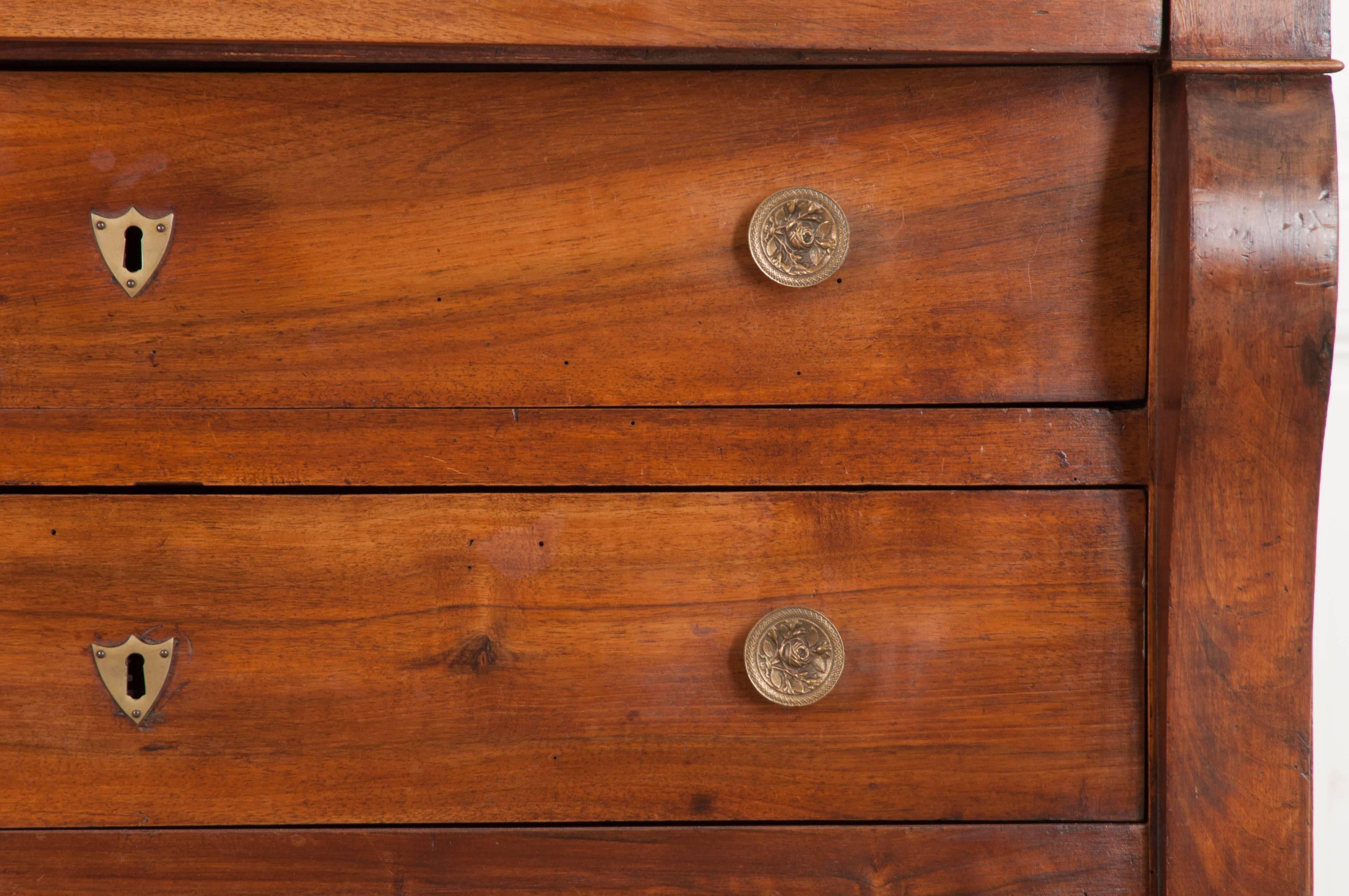 Brass French 19th Century Transitional Walnut Commode