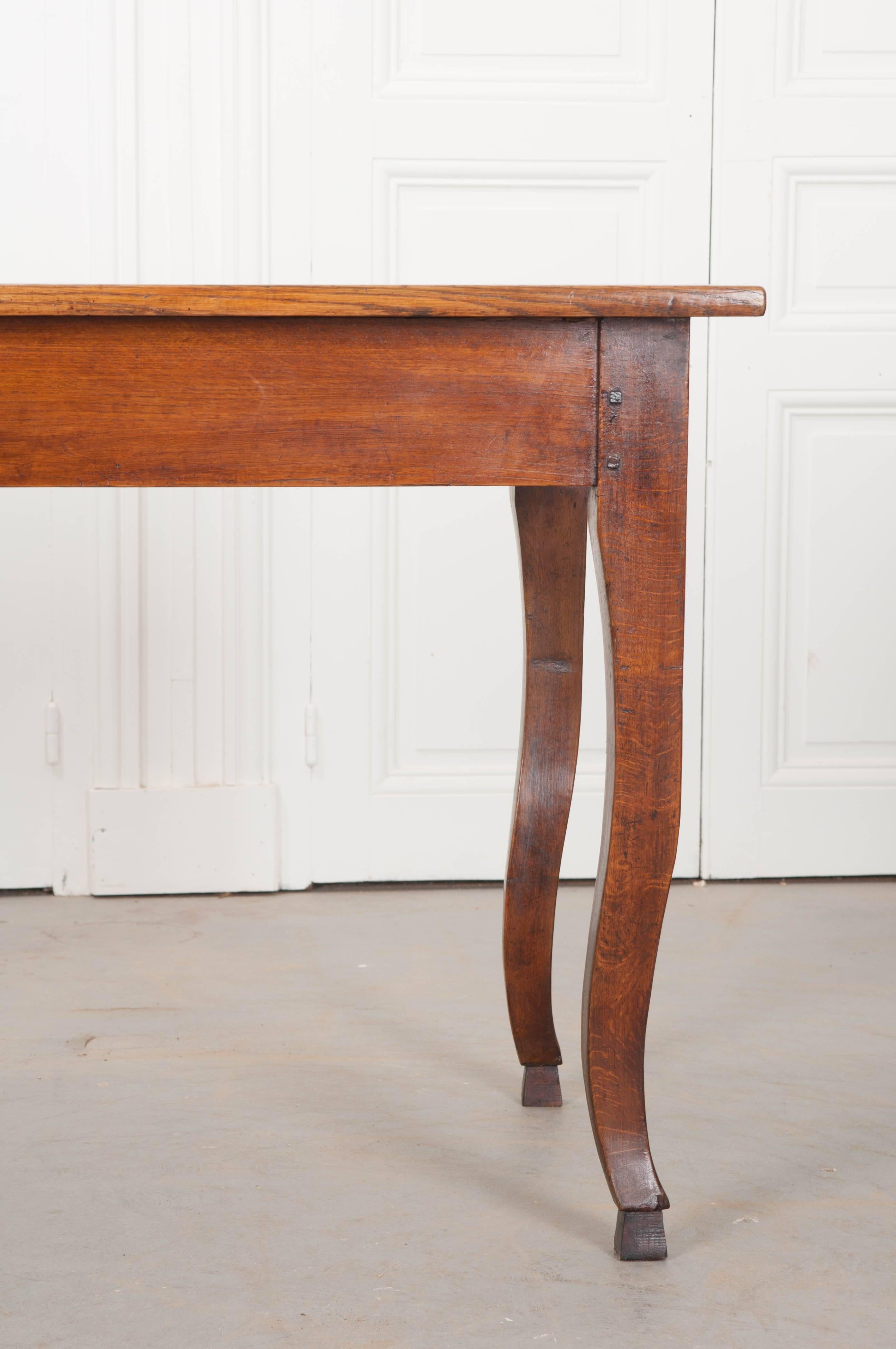 Hand-Carved French, 19th Century, Oak Cabriole Leg Table