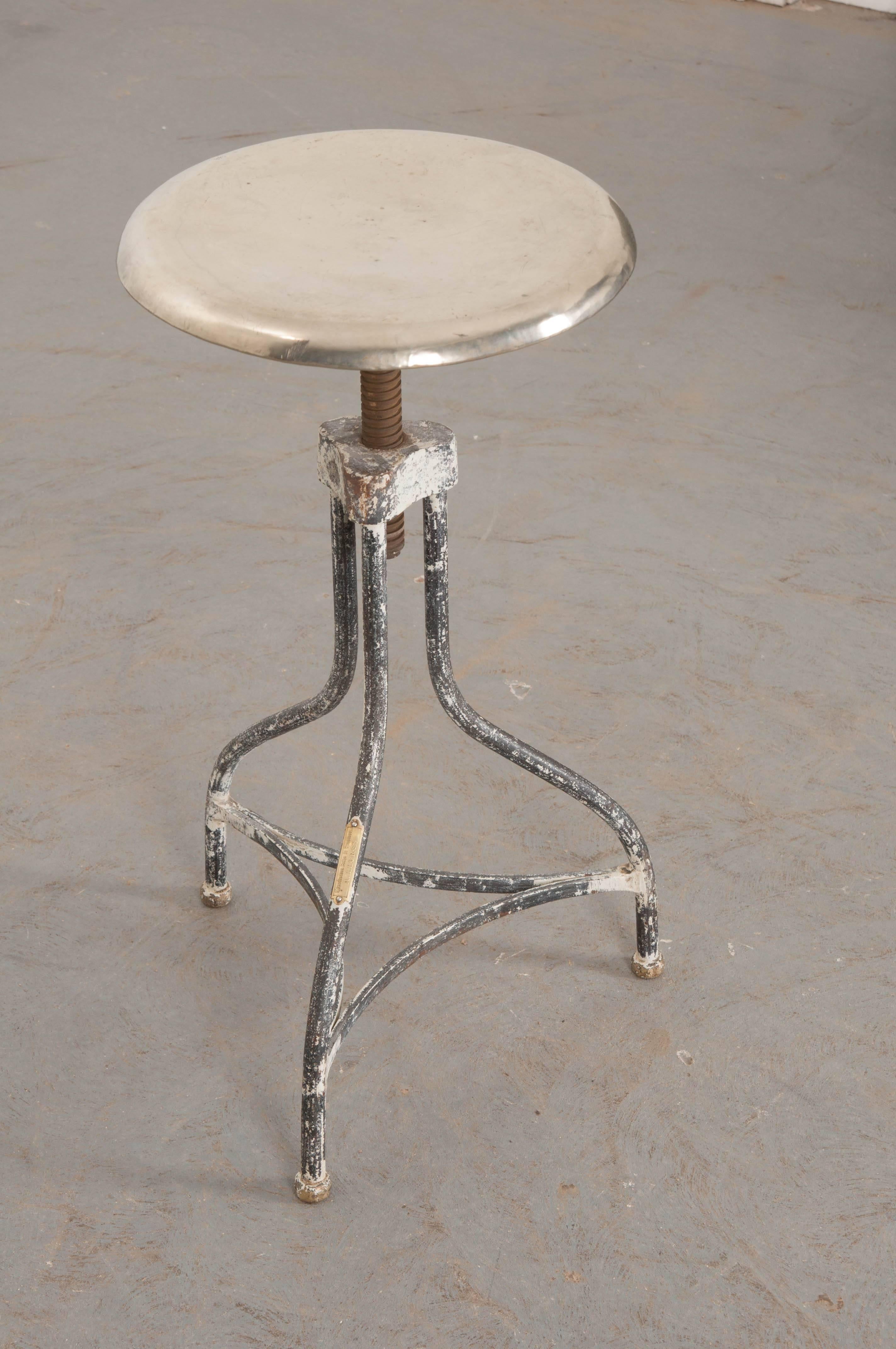 Stainless Steel Belgian Early 20th Century Surgical Stool
