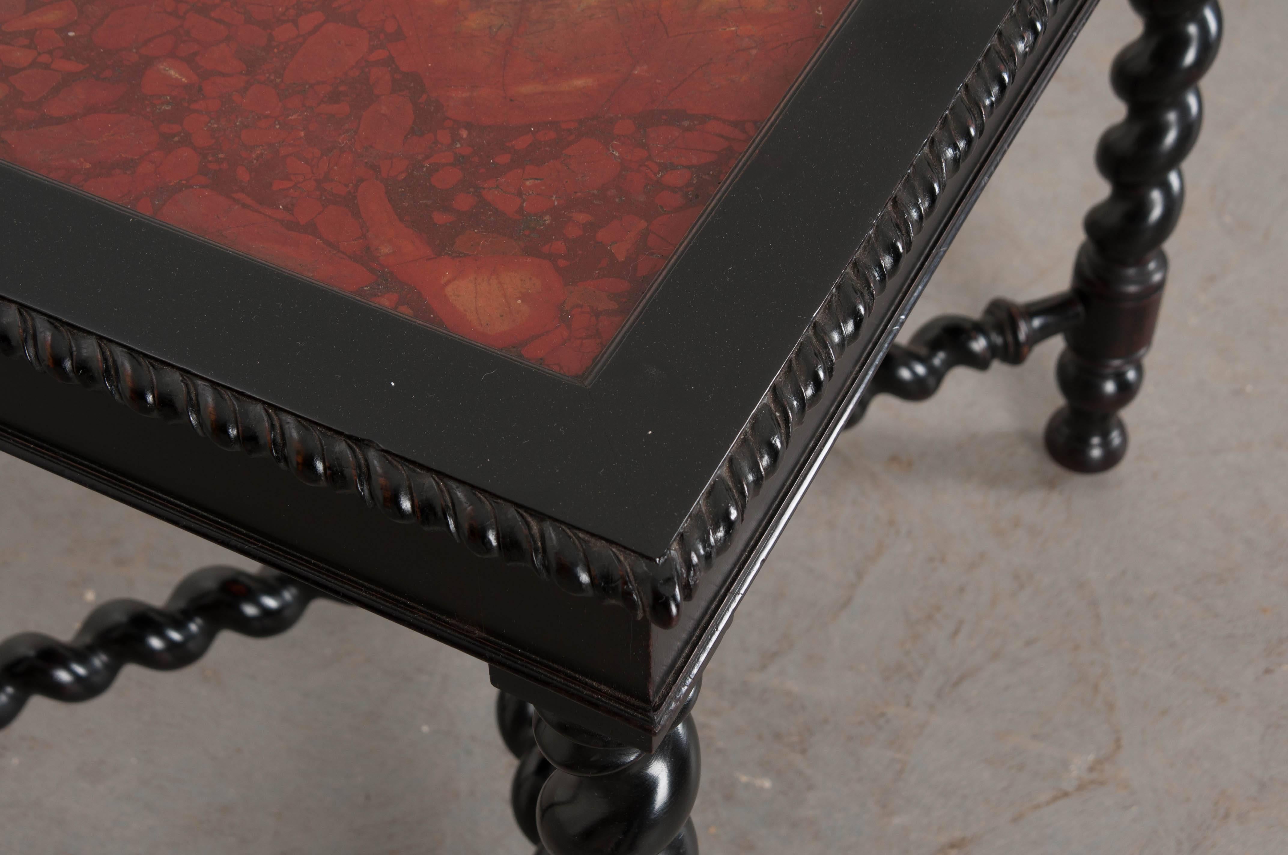 Italian 19th Century Ebony Table with Scagliola Top For Sale 2